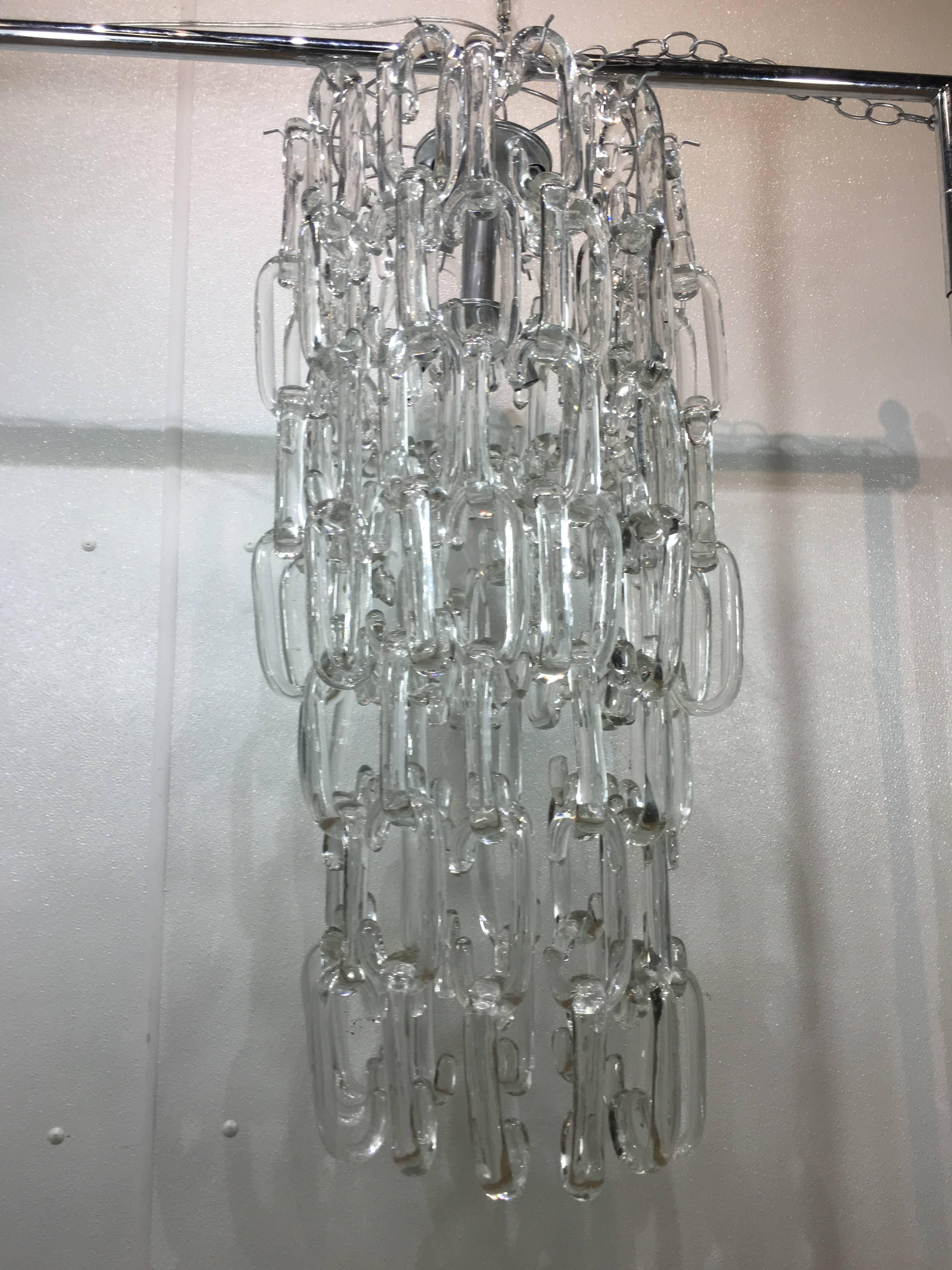 Mid-Century Modern Cascading Murano Glass Link Chandelier