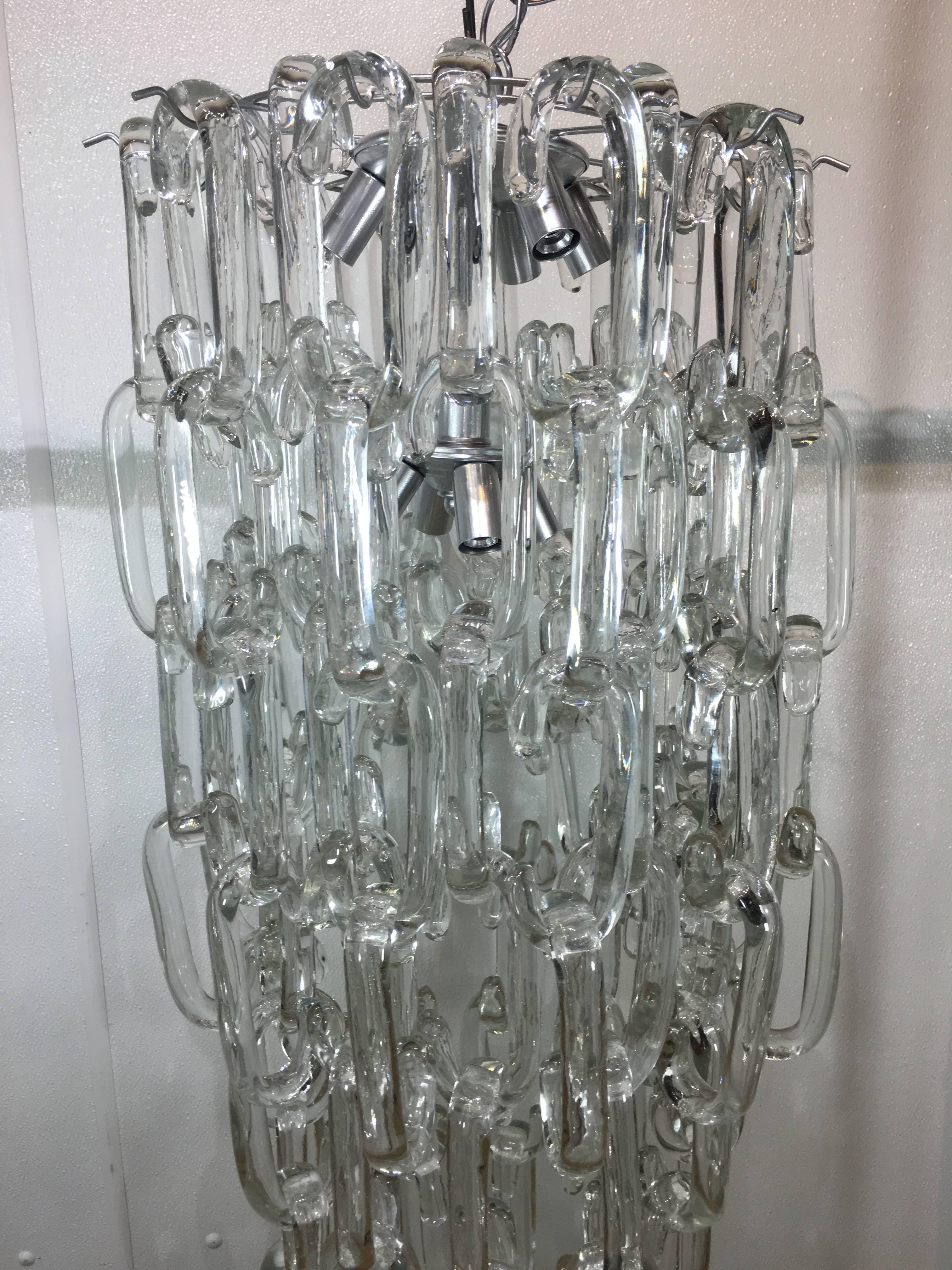 Italian Cascading Murano Glass Link Chandelier