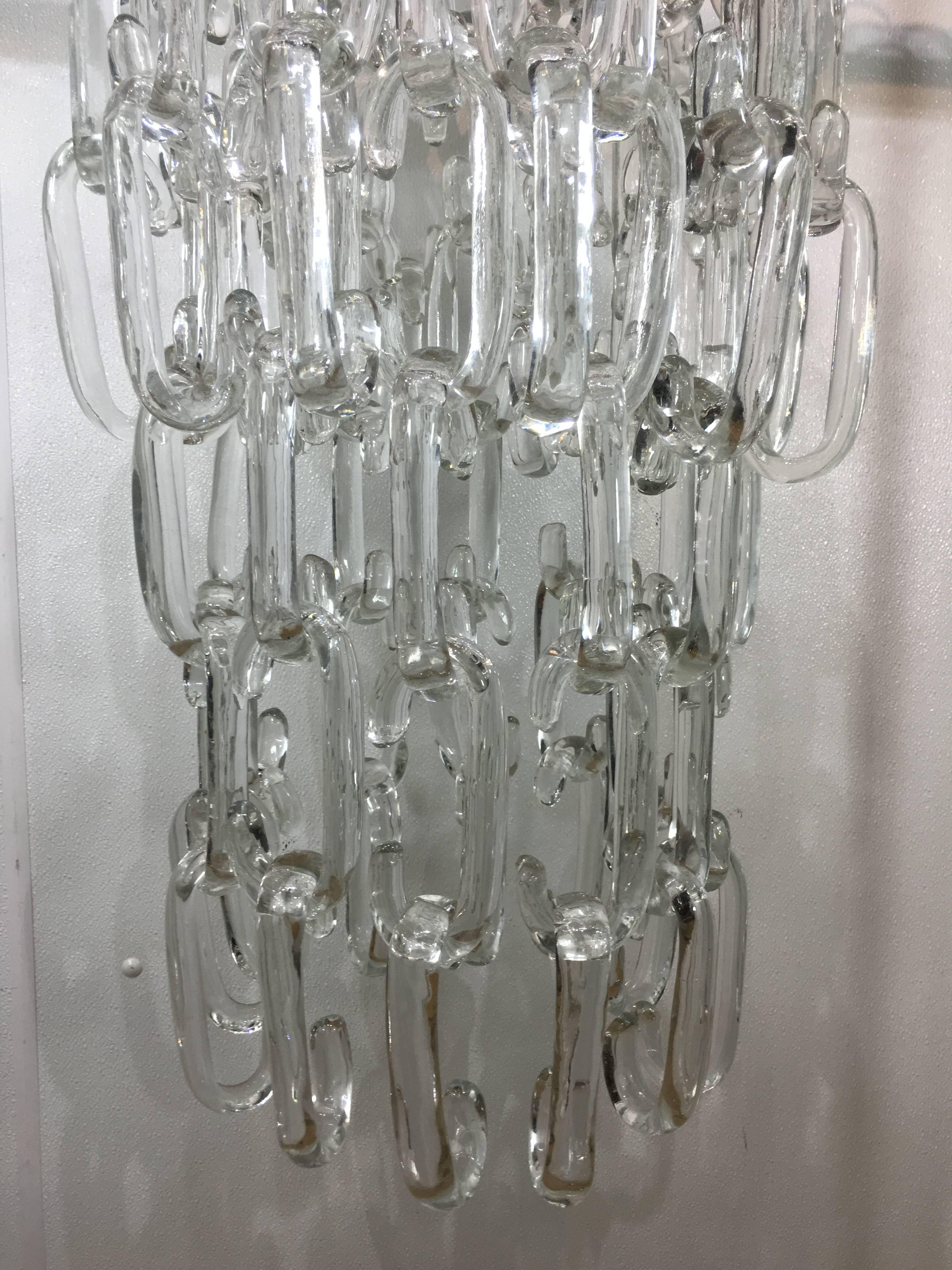 Late 20th Century Cascading Murano Glass Link Chandelier