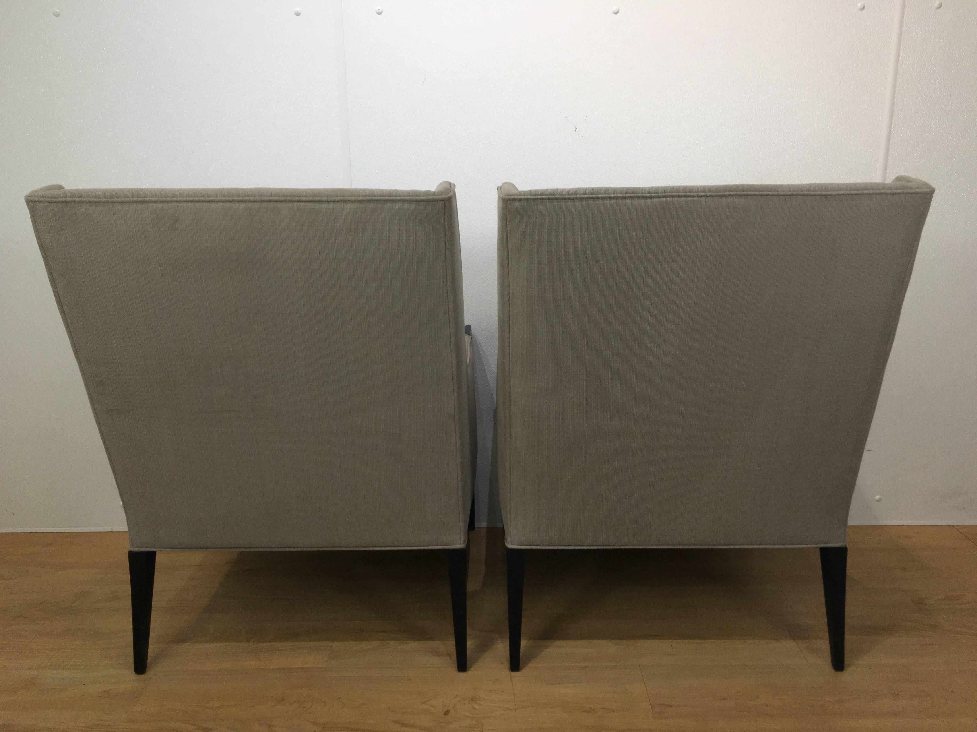 Mid-Century Modern Pair of Attributed Edward Wormley for Dunbar Club Chairs  For Sale