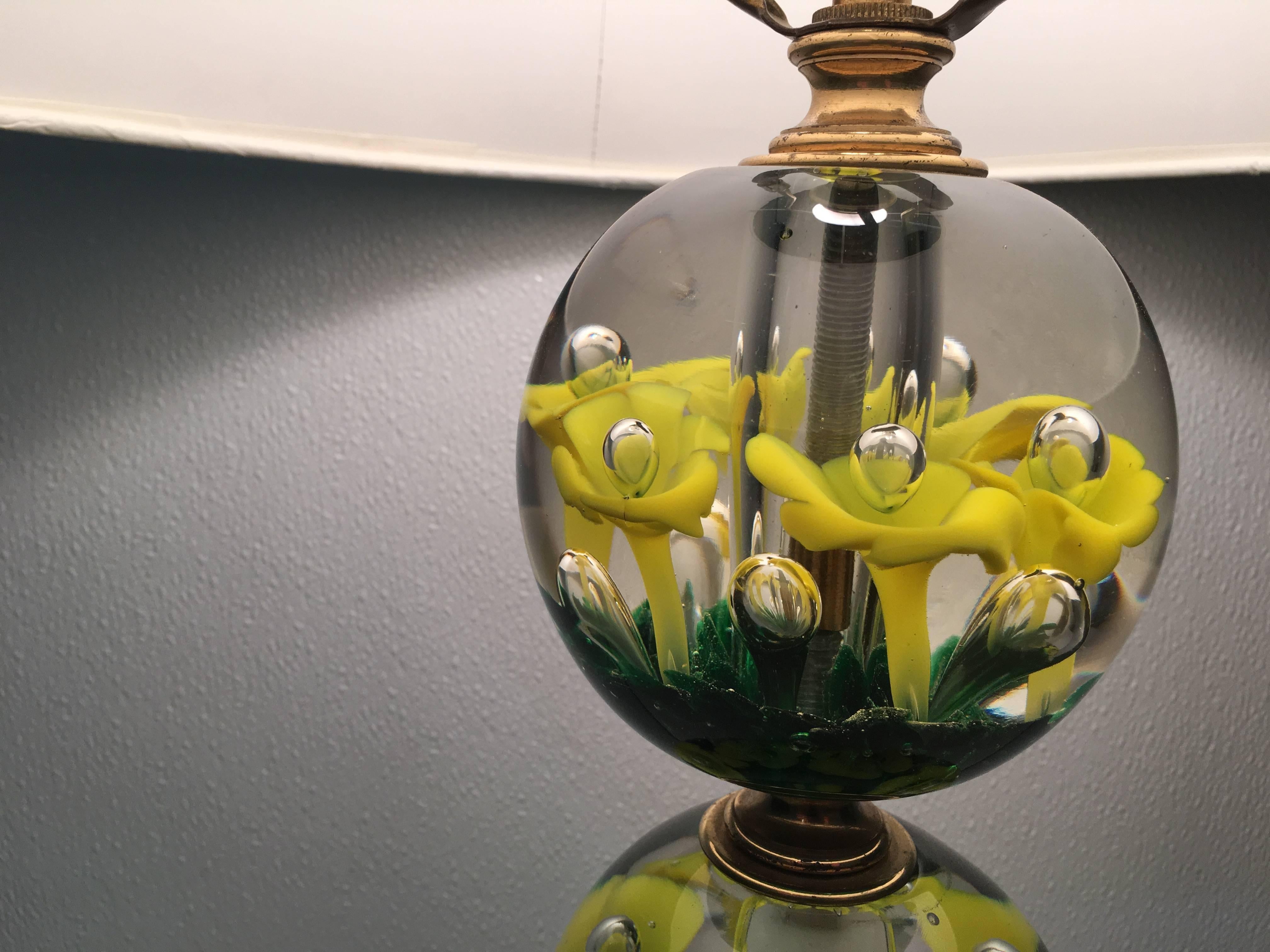Mid-20th Century Mid-Century Paperweight Glass Lamp