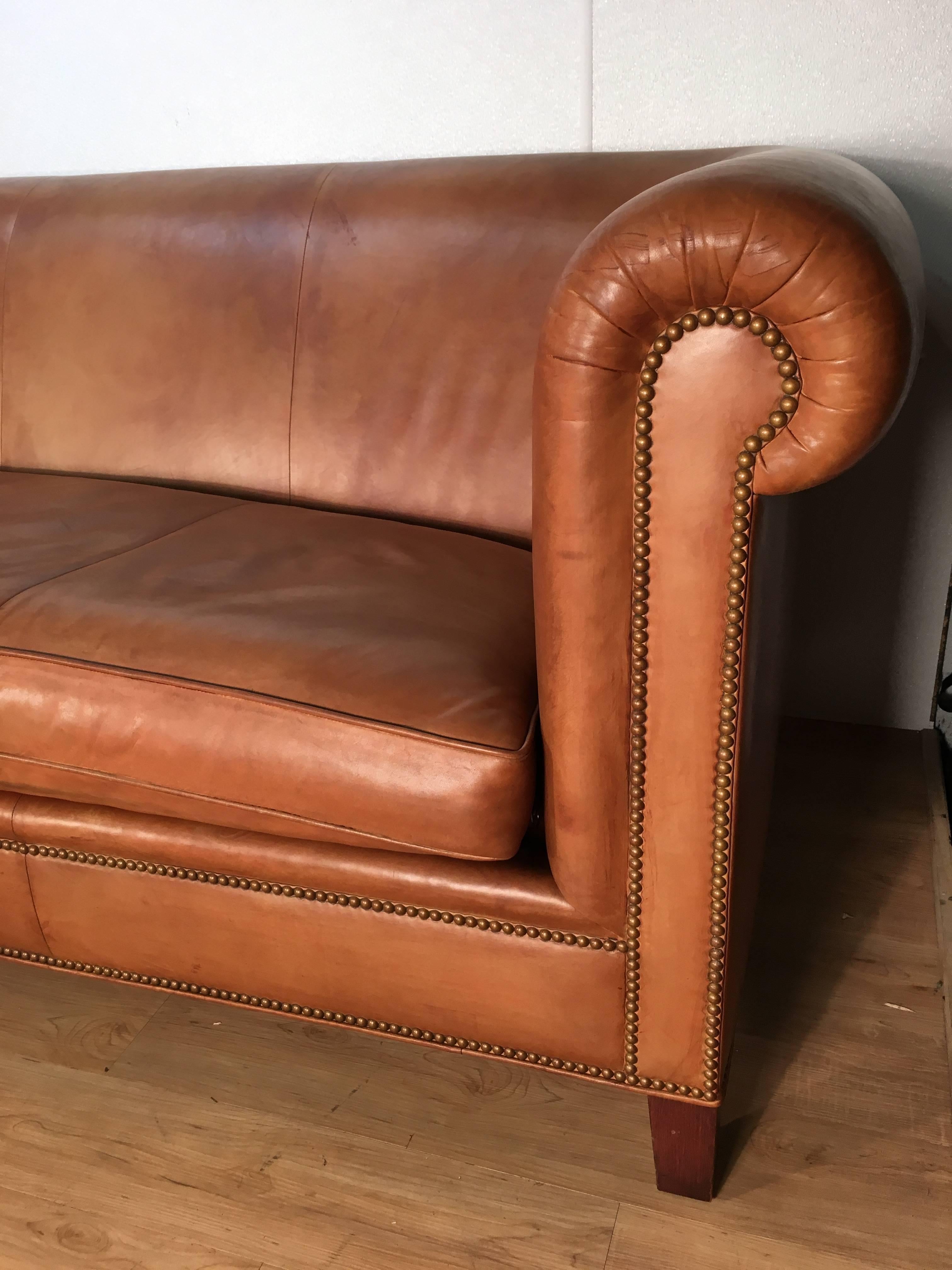 leather english roll arm sofa