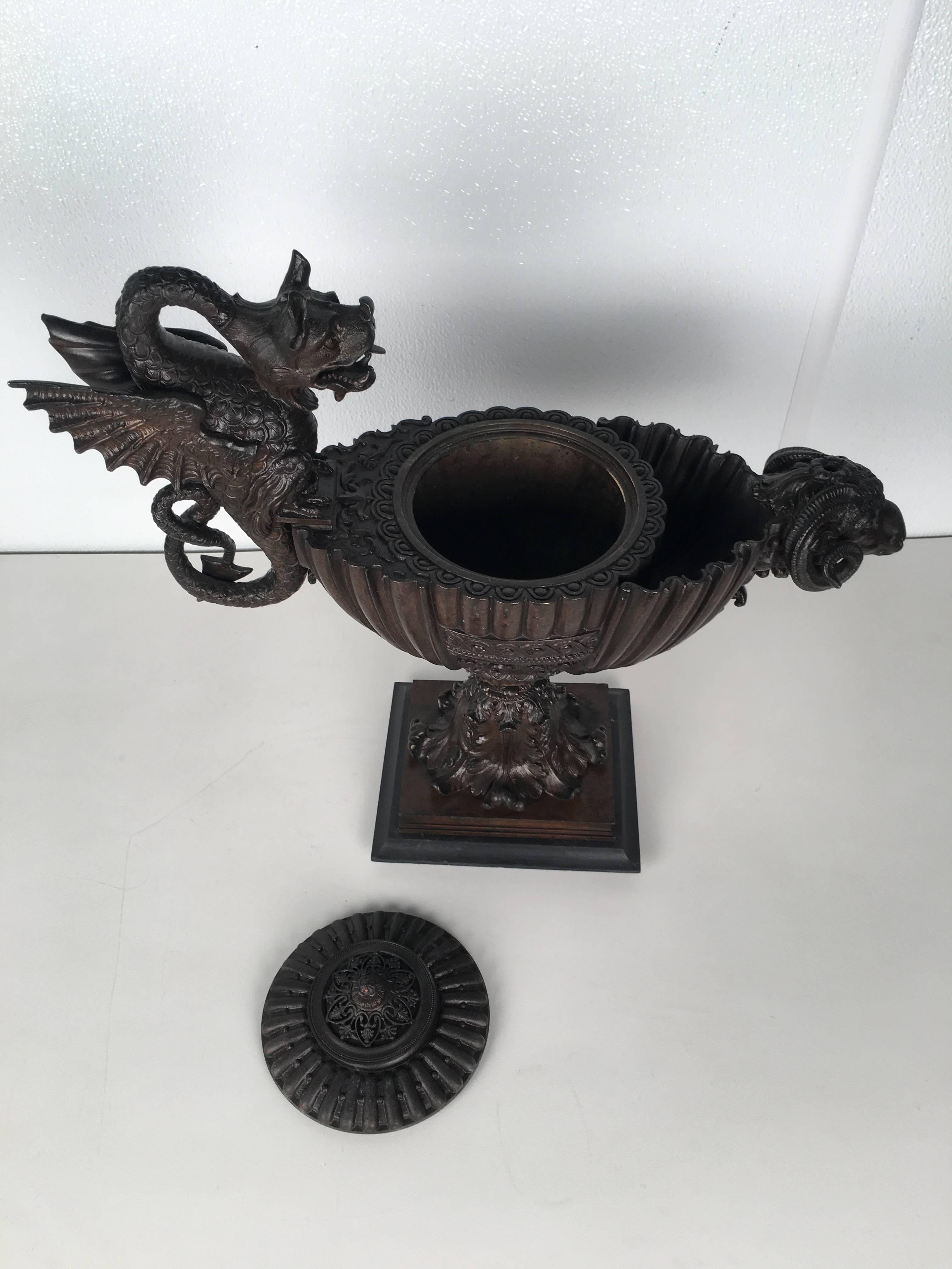 Belgian Black Marble Italian Bronze Oil Lamp Founderia Nelli, Roma, after the Antique