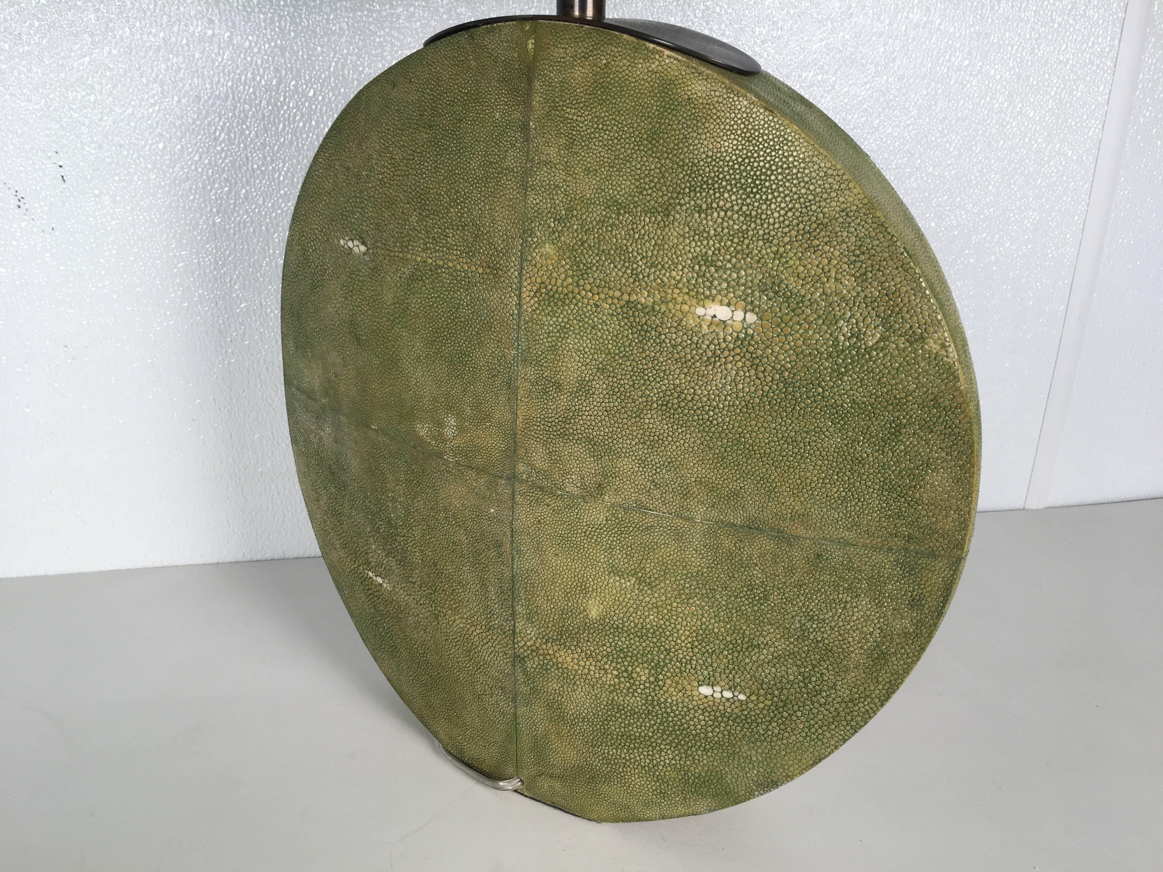 Mid-20th Century Art Deco Moon Flask Shagreen Table Lamp For Sale