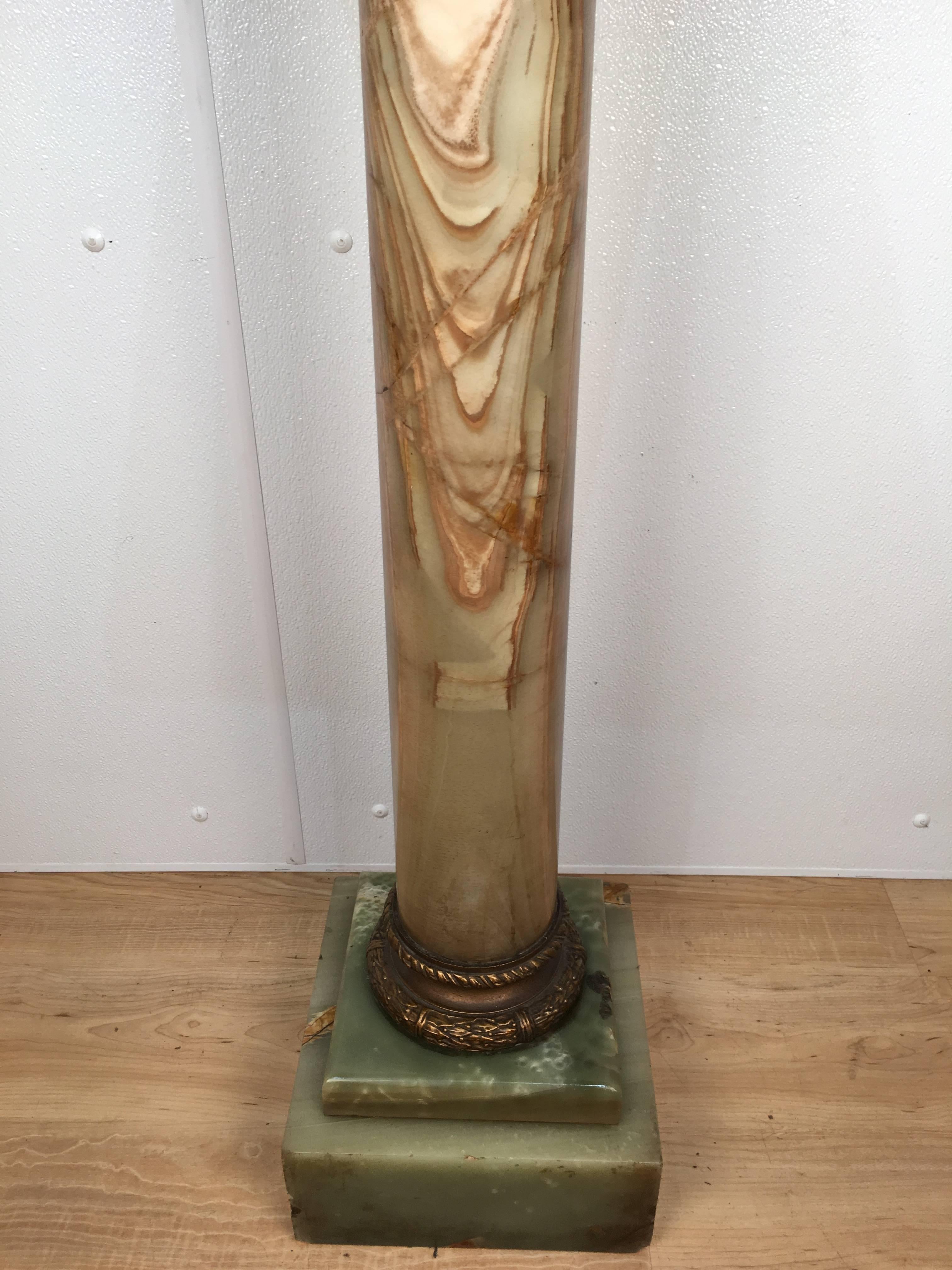Carved Corinthian Onyx and Bronze Pedestal