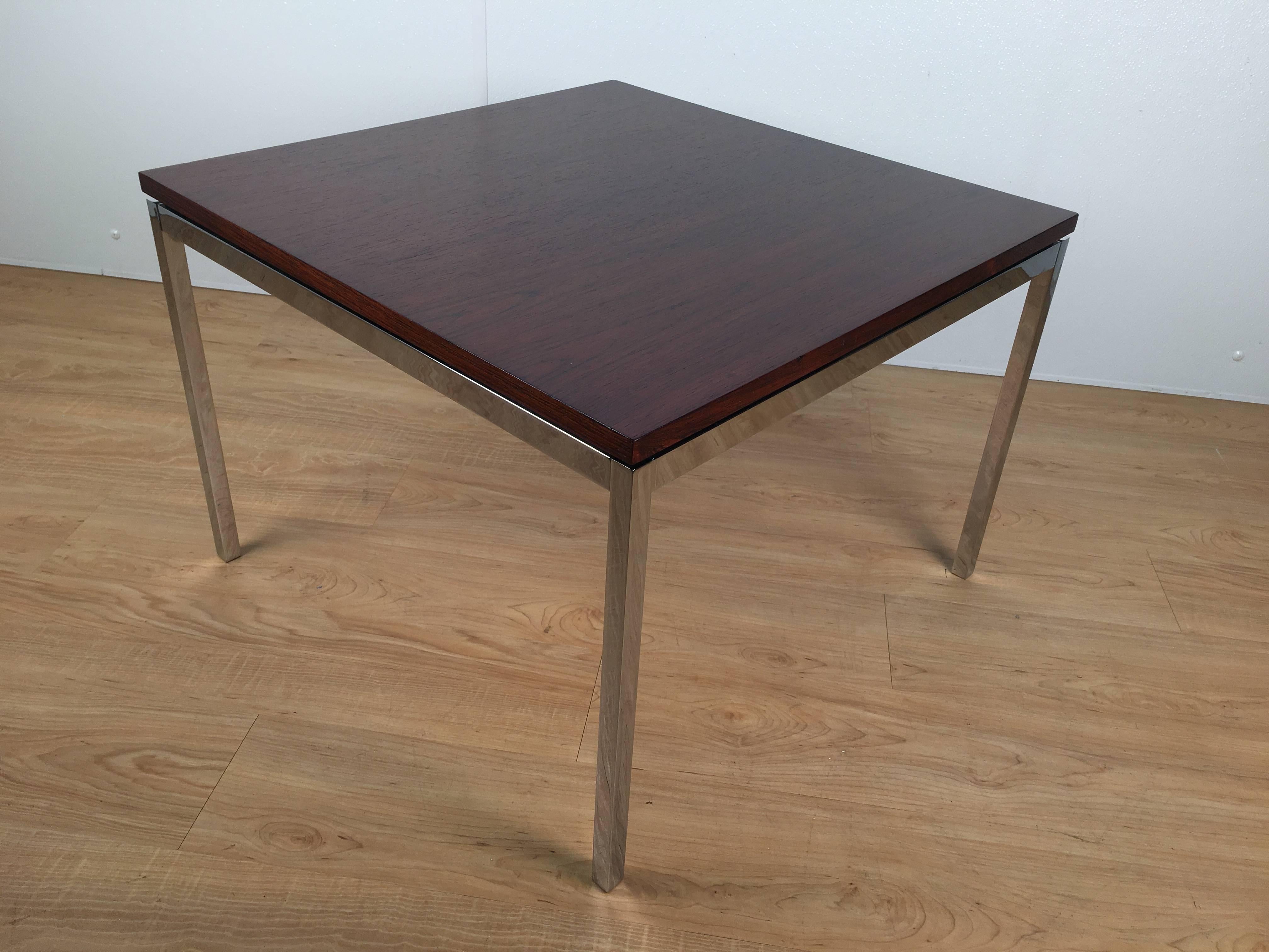American Pair of Florence Knoll T-Angle Rosewood and Chrome Side Tables
