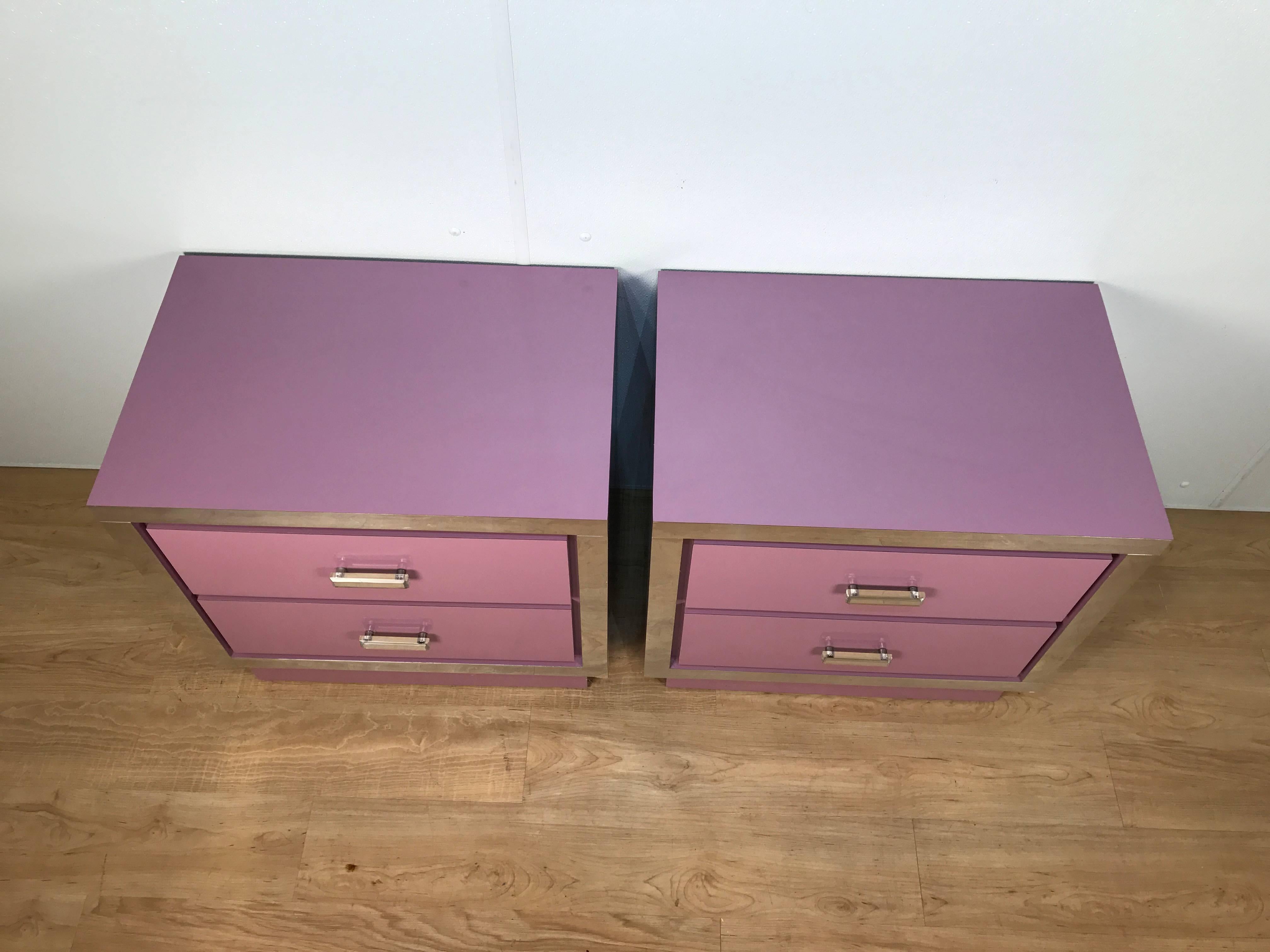 Mid-Century Modern  Pair of Mid-Century Lilac Lacquered Nightstands