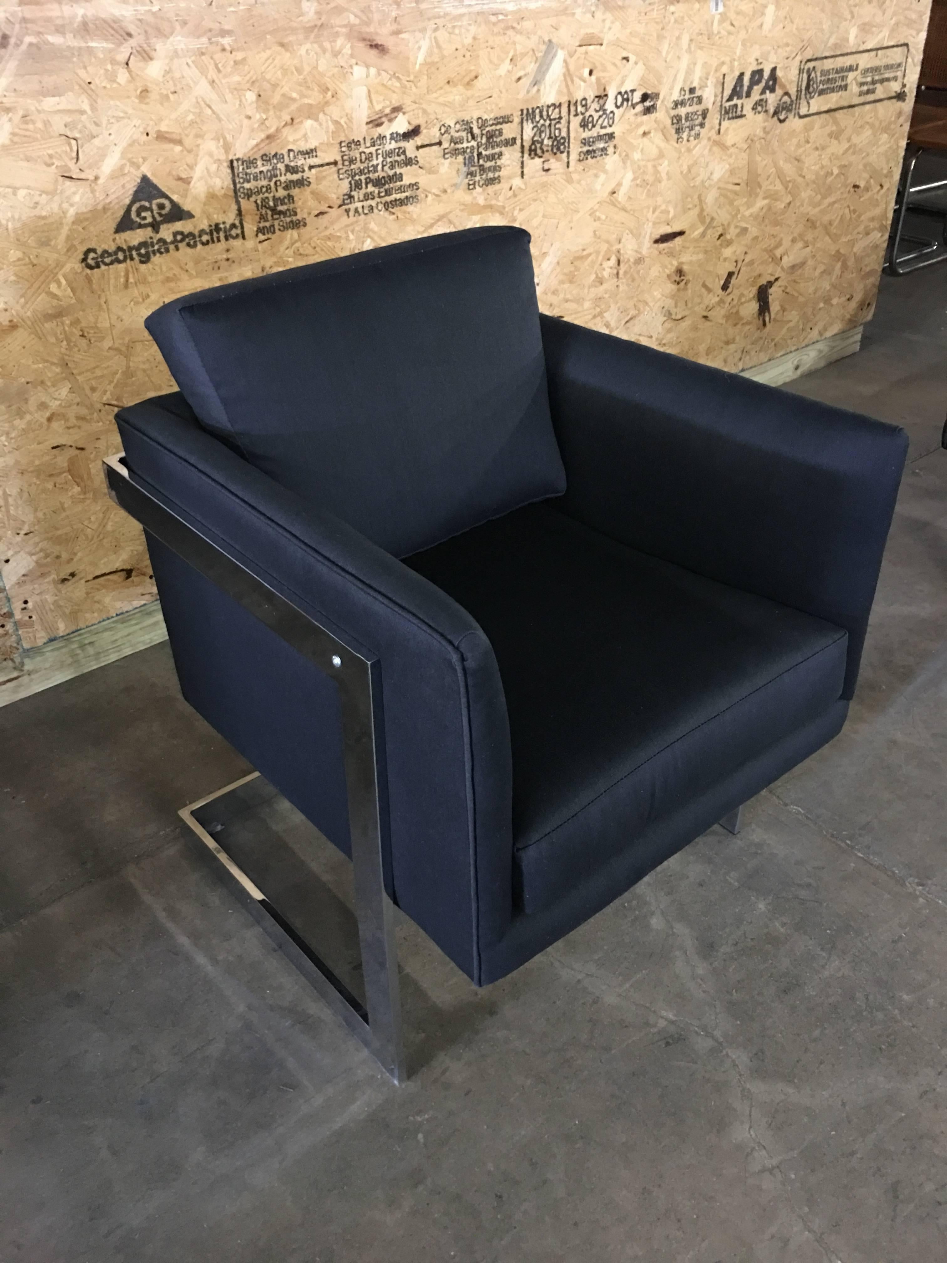 Polished Milo Baughman Cantilever Club Chairs For Sale