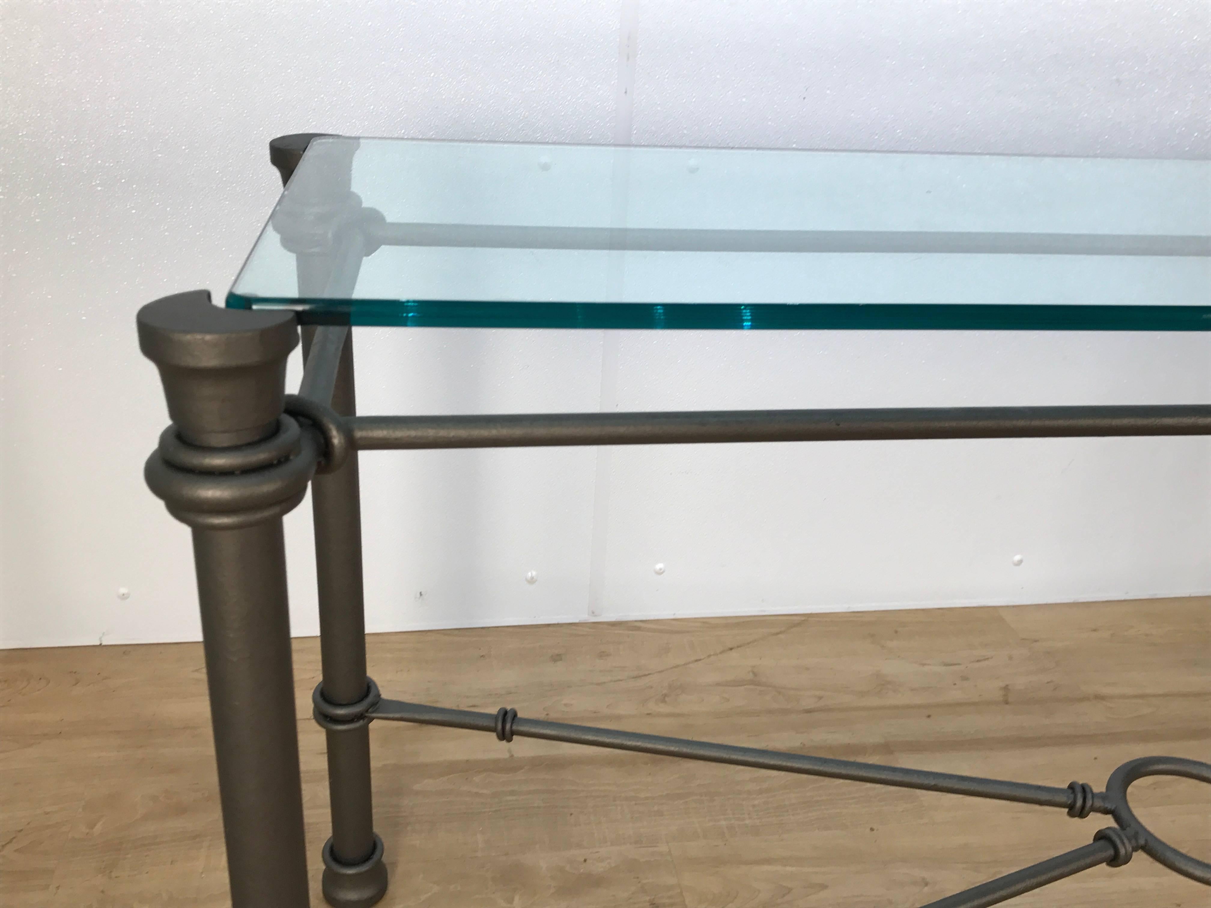 Mid-Century Modern Giacometti Style Bronzed Iron Console Table