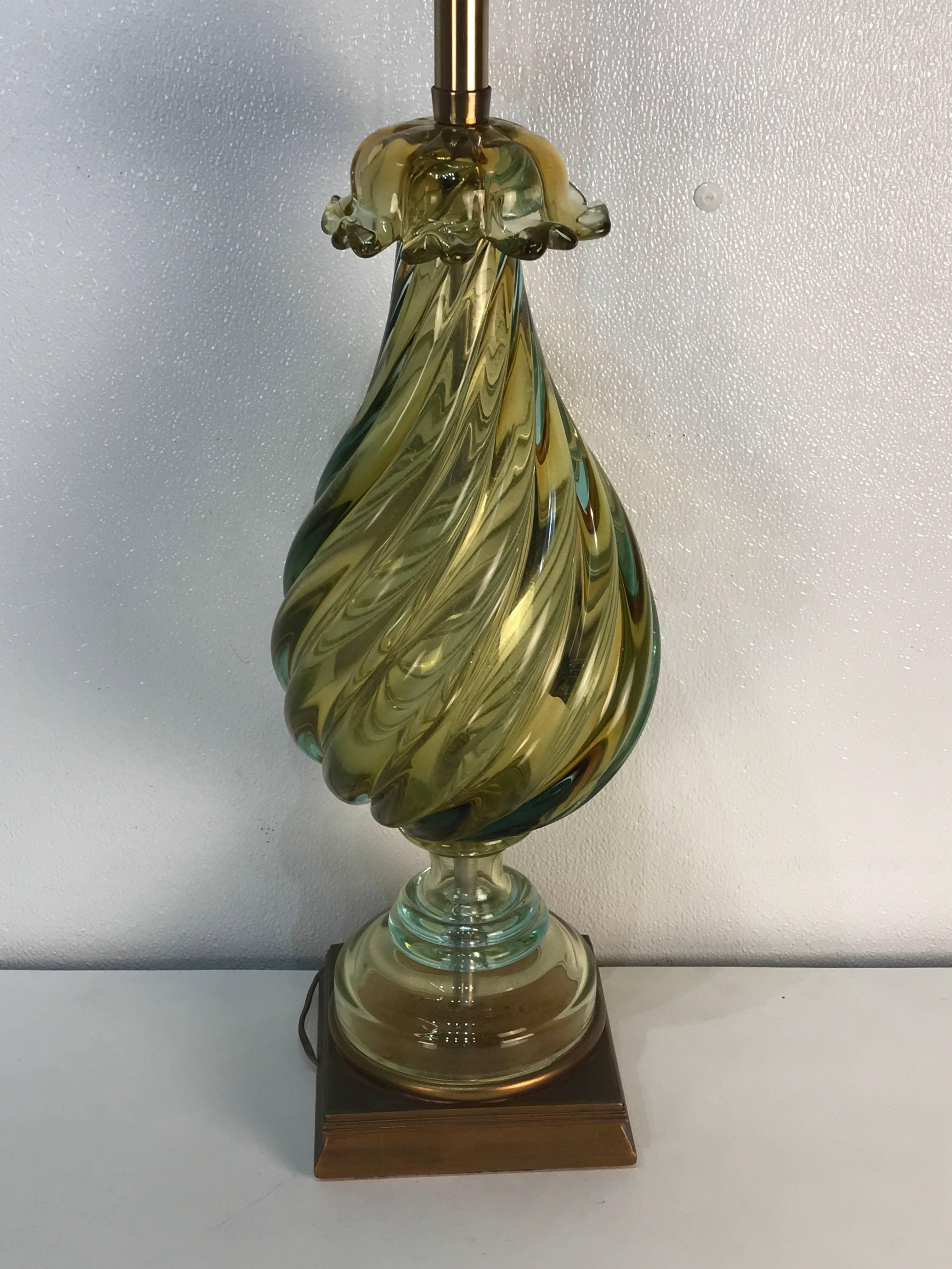 Italian Pair of Stunning Gold Murano Glass Lamps