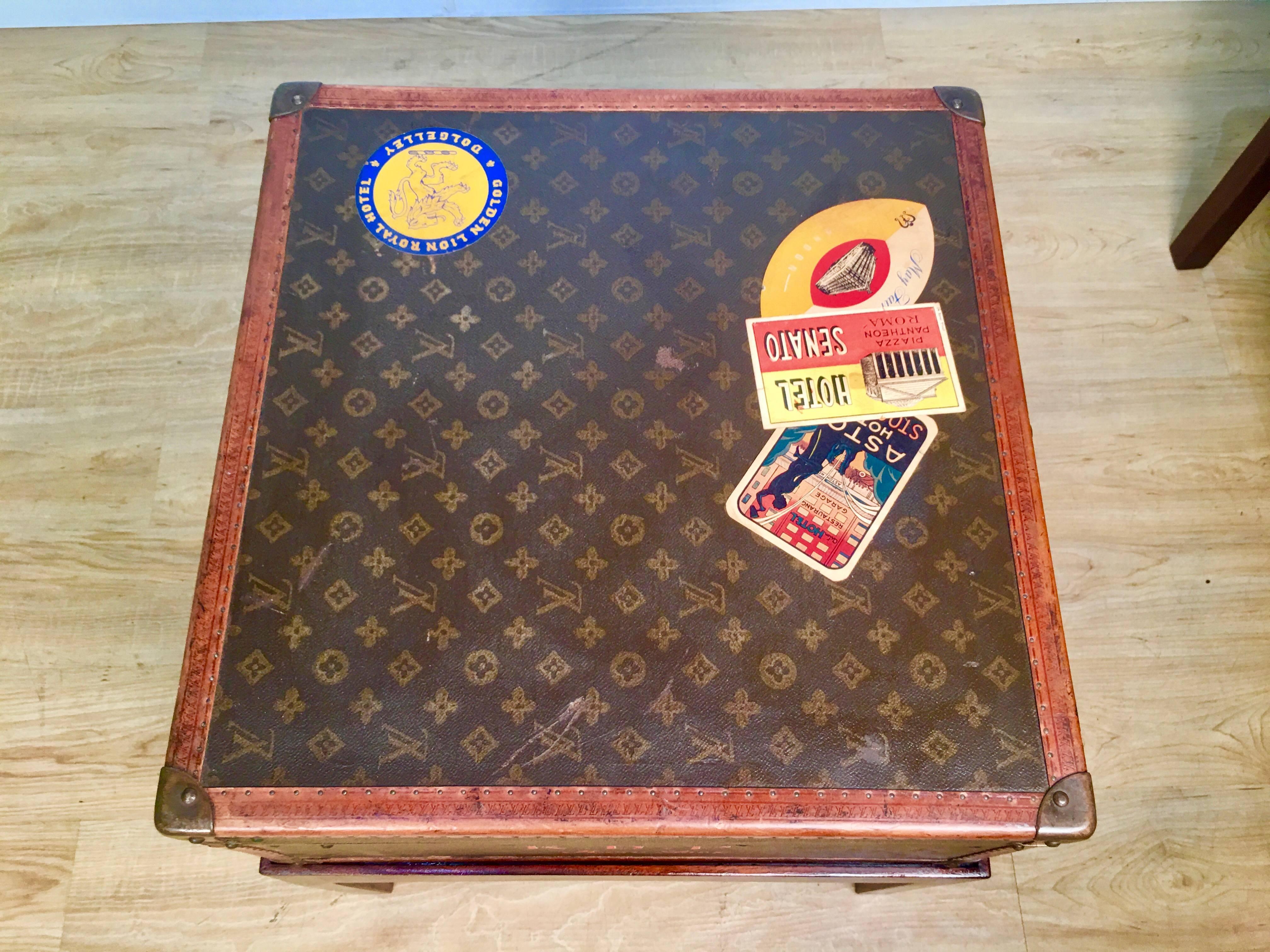 Louis Vuitton Steamer Trunk on Stand, Unusual Square Shape 1