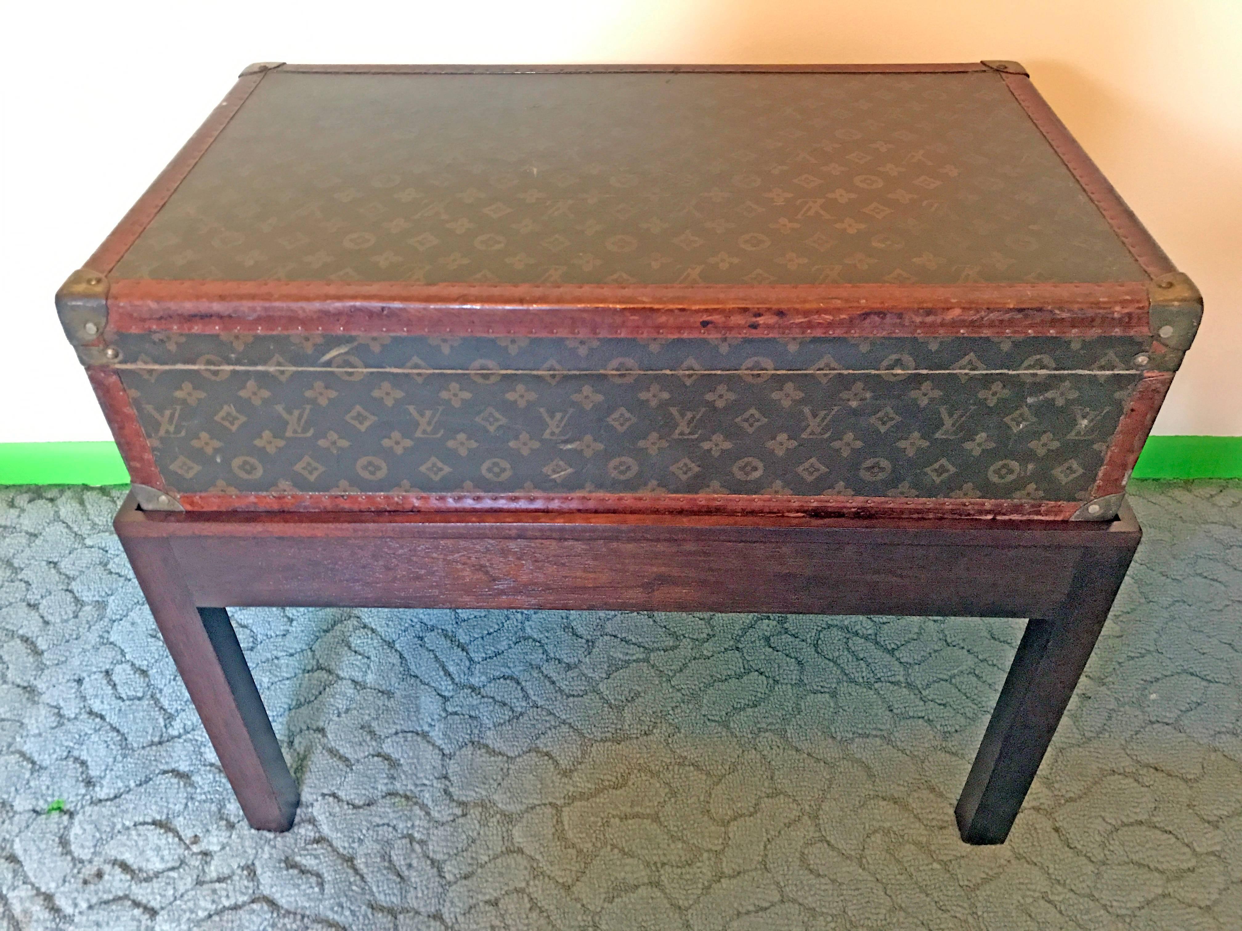 French Louis Vuitton Steamer Trunk on Stand, Medium