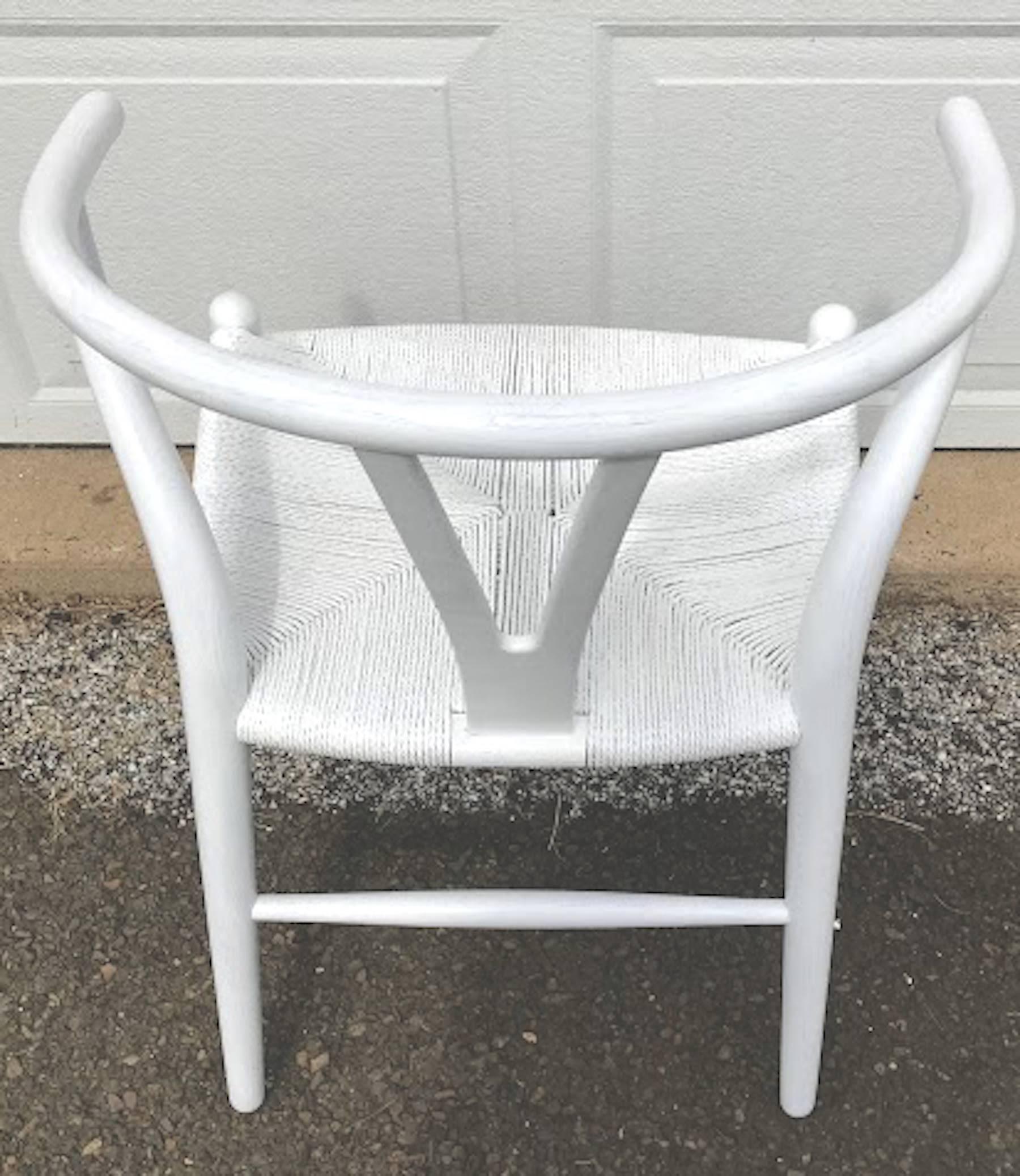 Danish Set of Four Hans Wegner Wishbone Chairs, CH24 in White