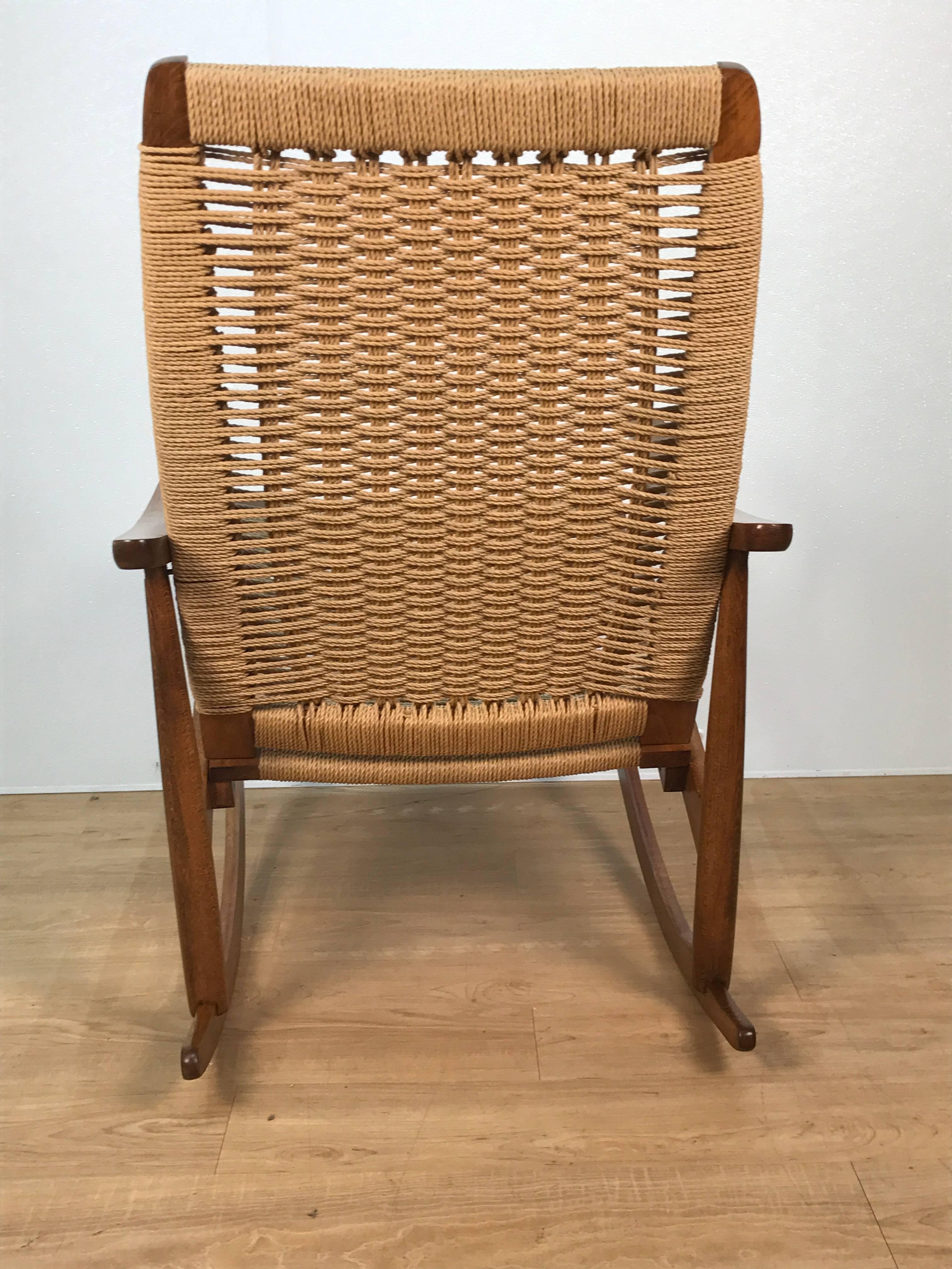 Mid-Century Wegner Style Rocking Chair at 1stDibs