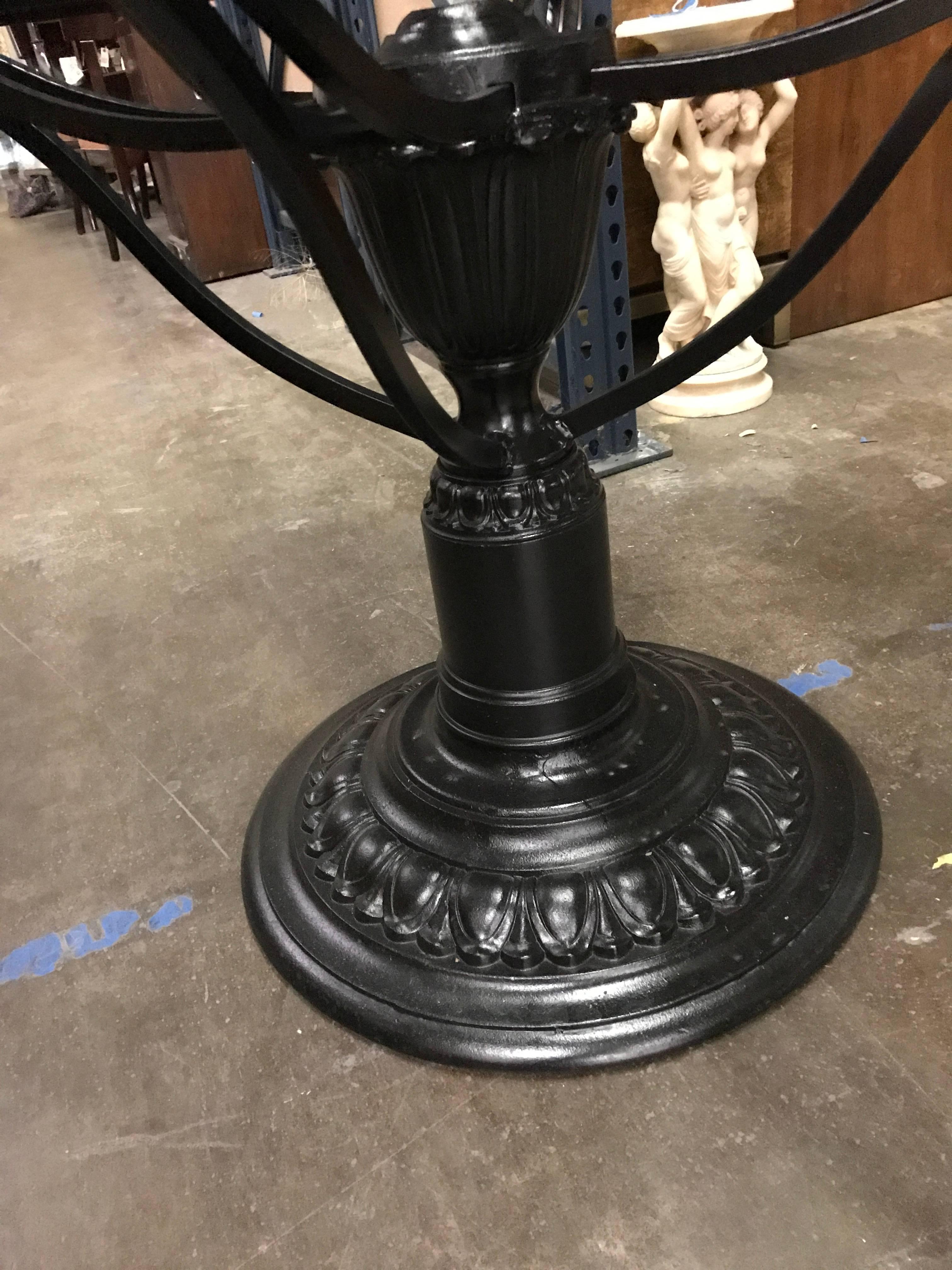 American Large Round Neoclassical Iron Patio Table, Restored For Sale