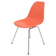 Contemporary Eames Orange Red Molded Plastic Side Chair