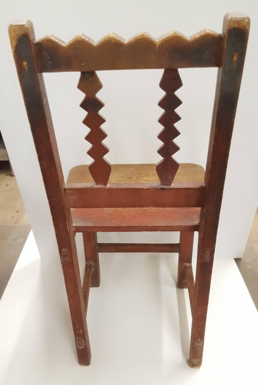 Hand-Crafted Two 19th Century, Small Painted Wood Chairs