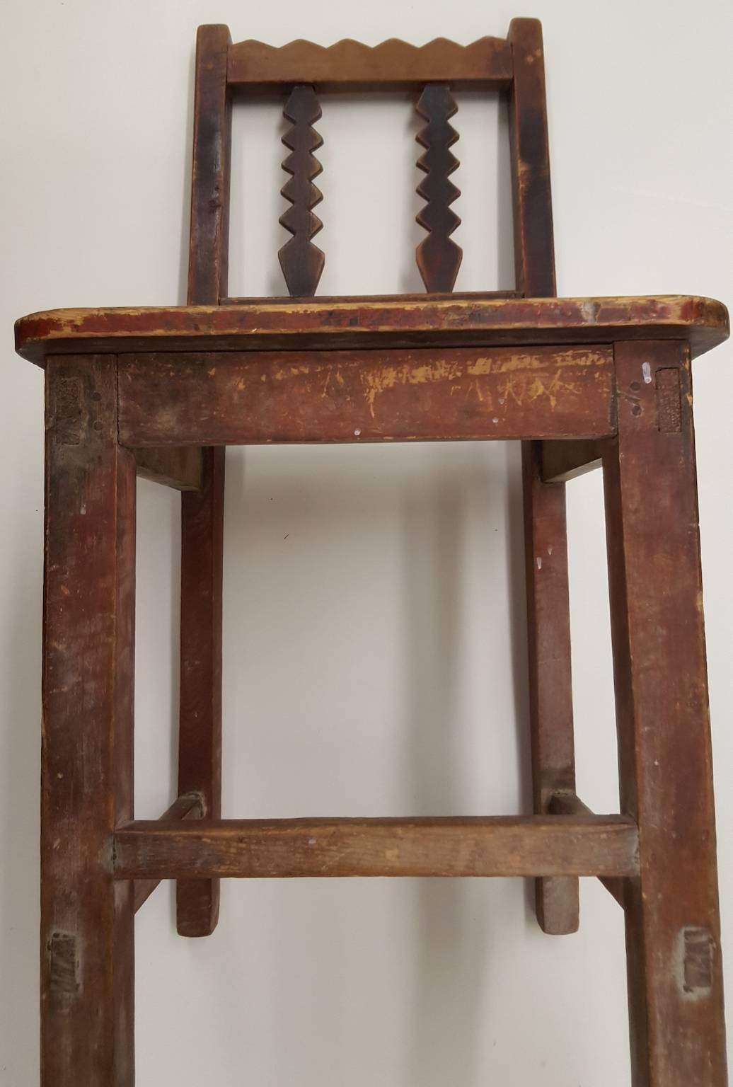 Two 19th Century, Small Painted Wood Chairs In Distressed Condition In Van Nuys, CA