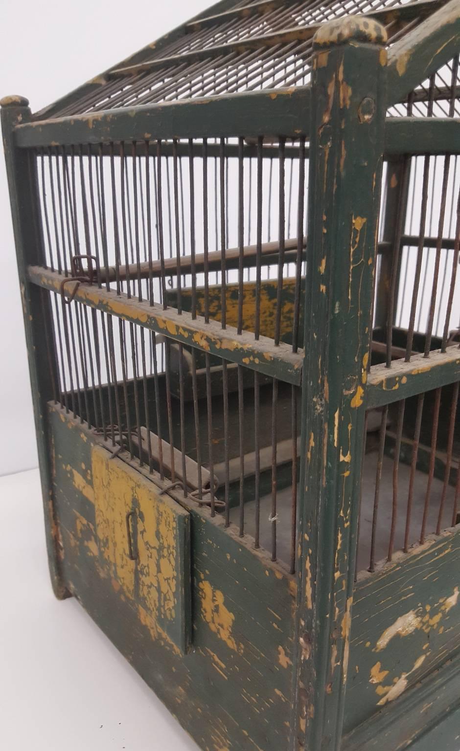 19th Century French Painted Bird Cage In Fair Condition In Van Nuys, CA