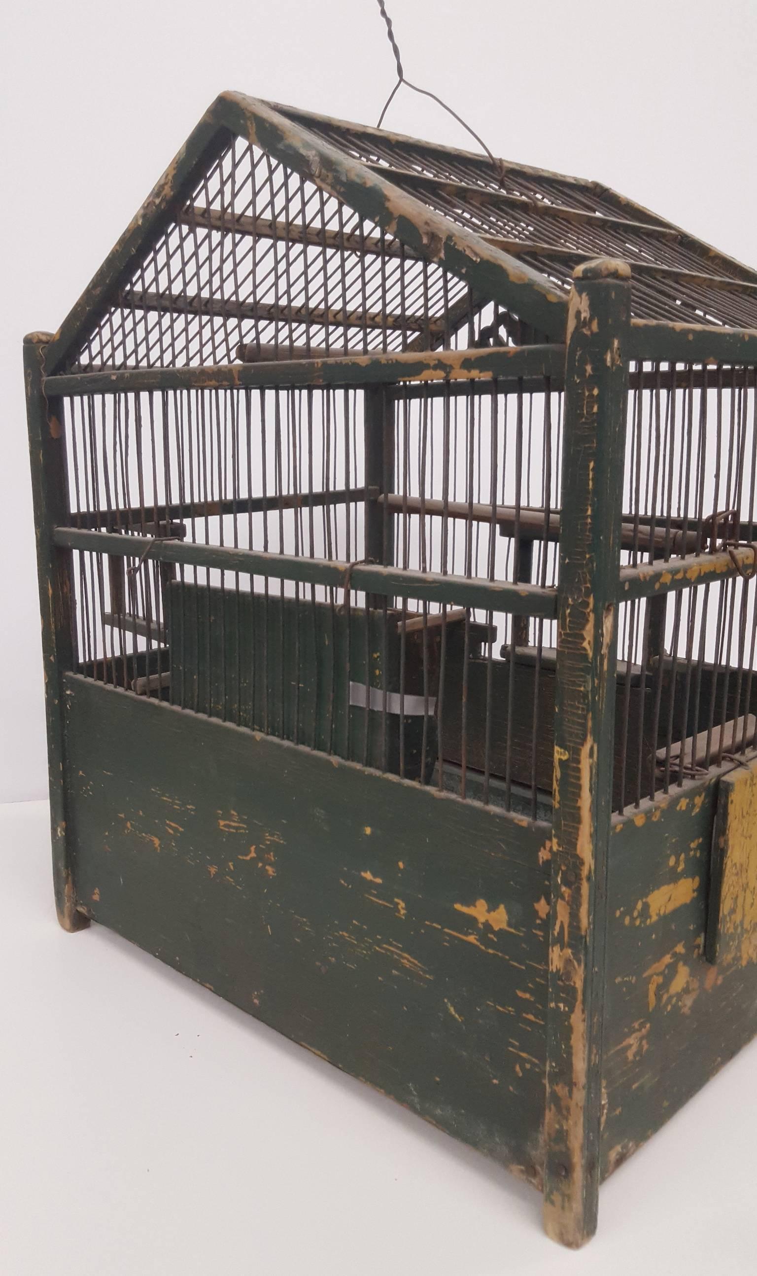19th Century French Painted Bird Cage 1