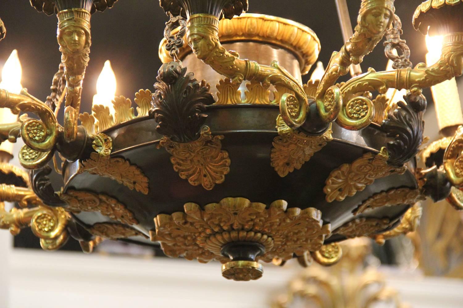 19th Century Gilt Bronze French Charles X Fifteen-Light Chandelier For Sale 5