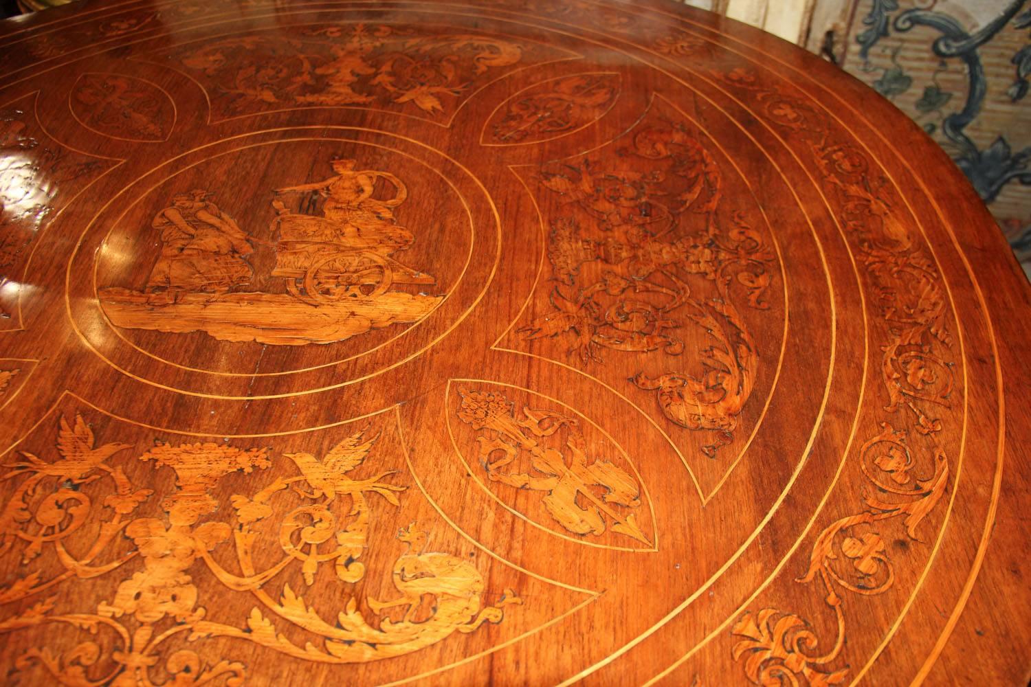 18th Century Milanese Marquetry Center Table For Sale 3