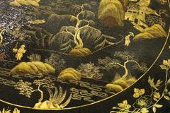 19th Century English Regency Chinoiserie Black and Parcel-Gilt Lacquered Table