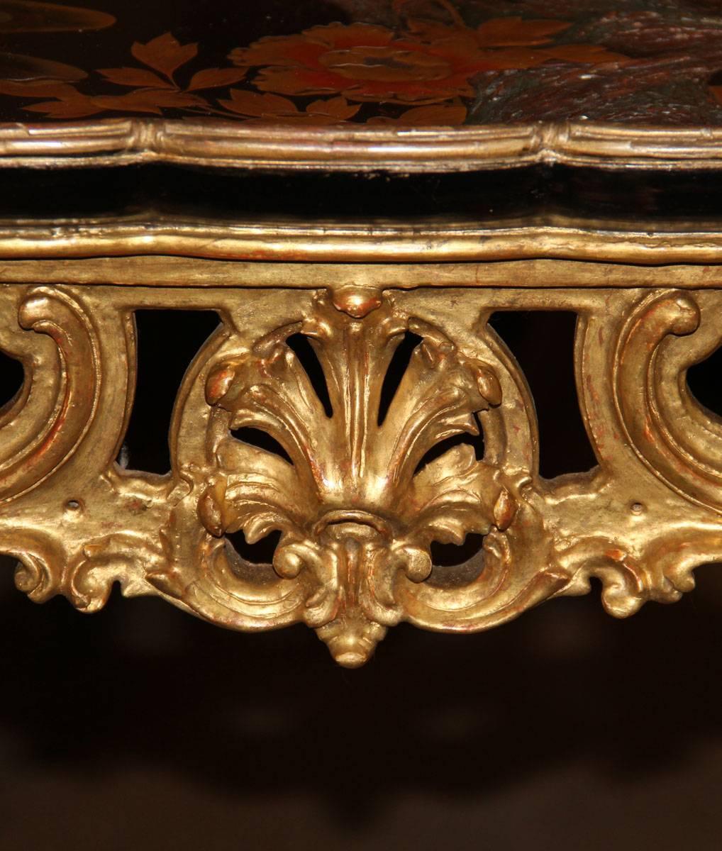 19th Century French Giltwood and Black Lacquered Japanned Table In Excellent Condition In San Francisco, CA