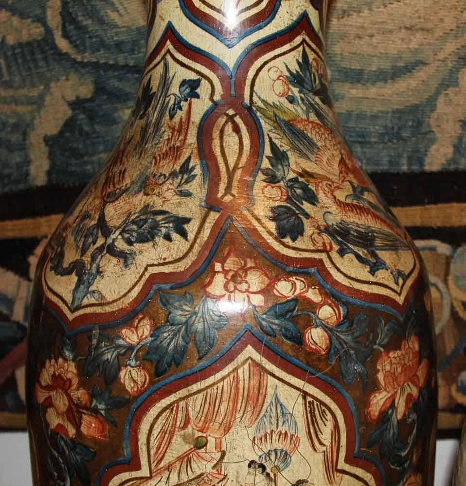 Pair of Mid-19th Century English Papier-Mâché́ Vases For Sale 2