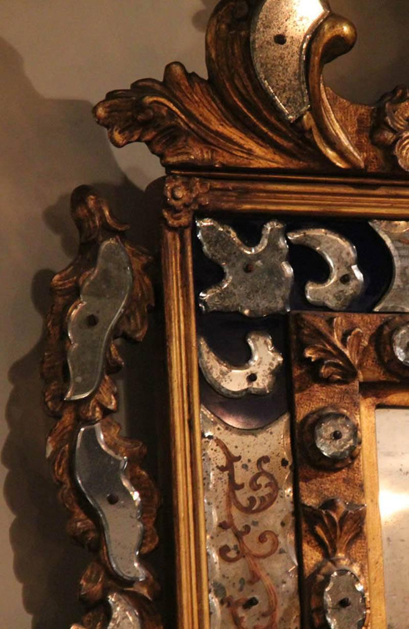 Glittering 18th Century Venetian Cobalt Blue Glass and Parcel-Gilt Mirror 2