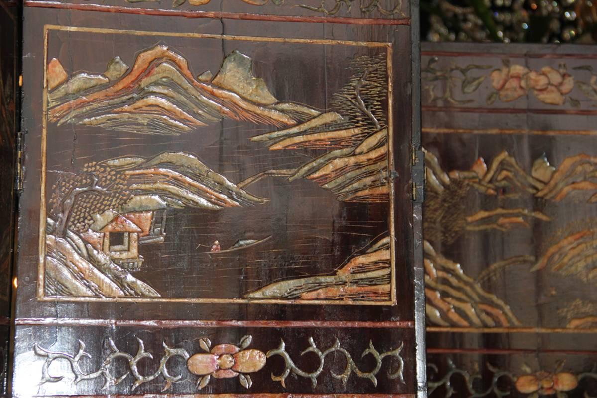 Late 18th Century Chinese Export Sang de Boef Lacquer Screen For Sale 1
