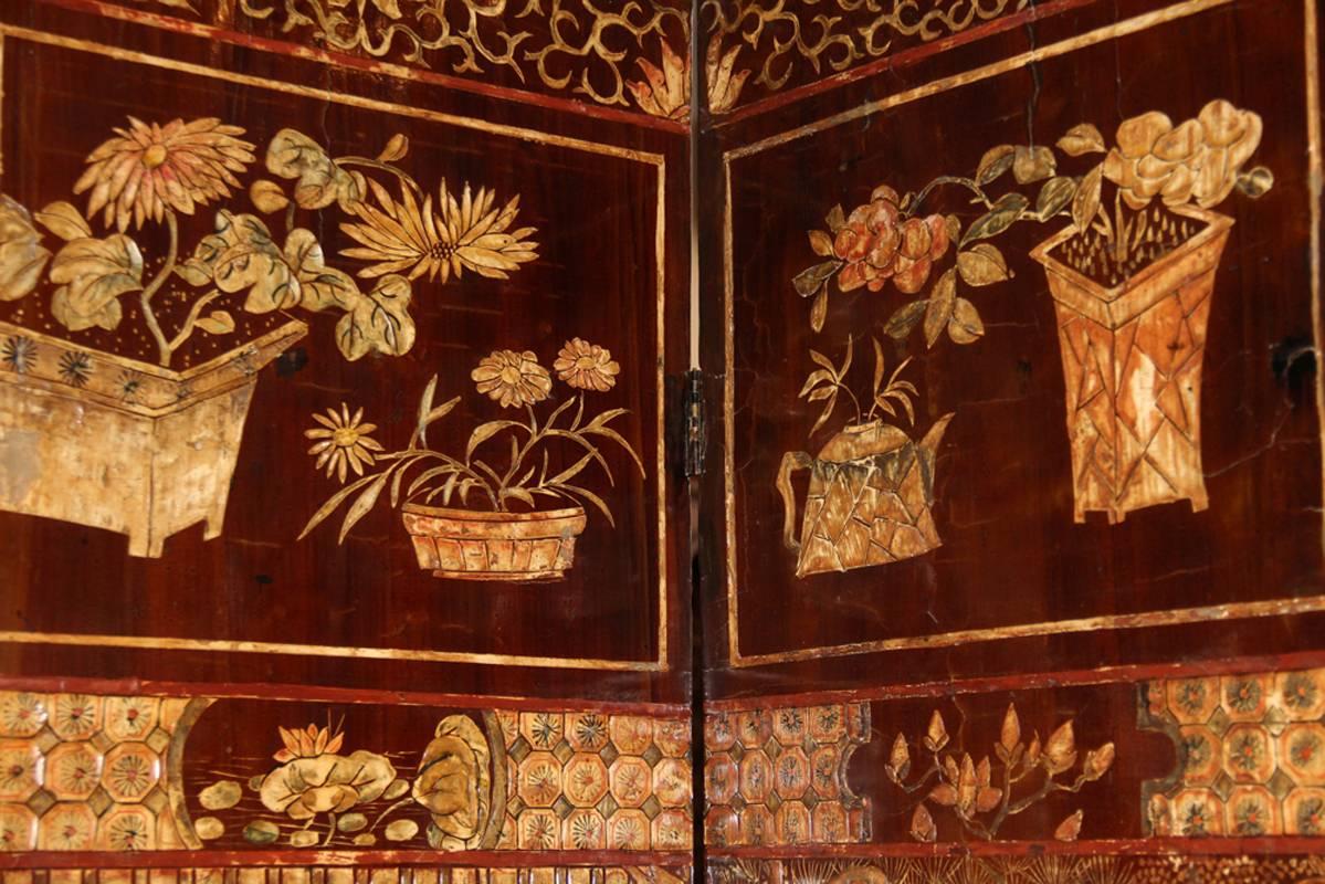Late 18th Century Chinese Export Sang de Boef Lacquer Screen For Sale 3