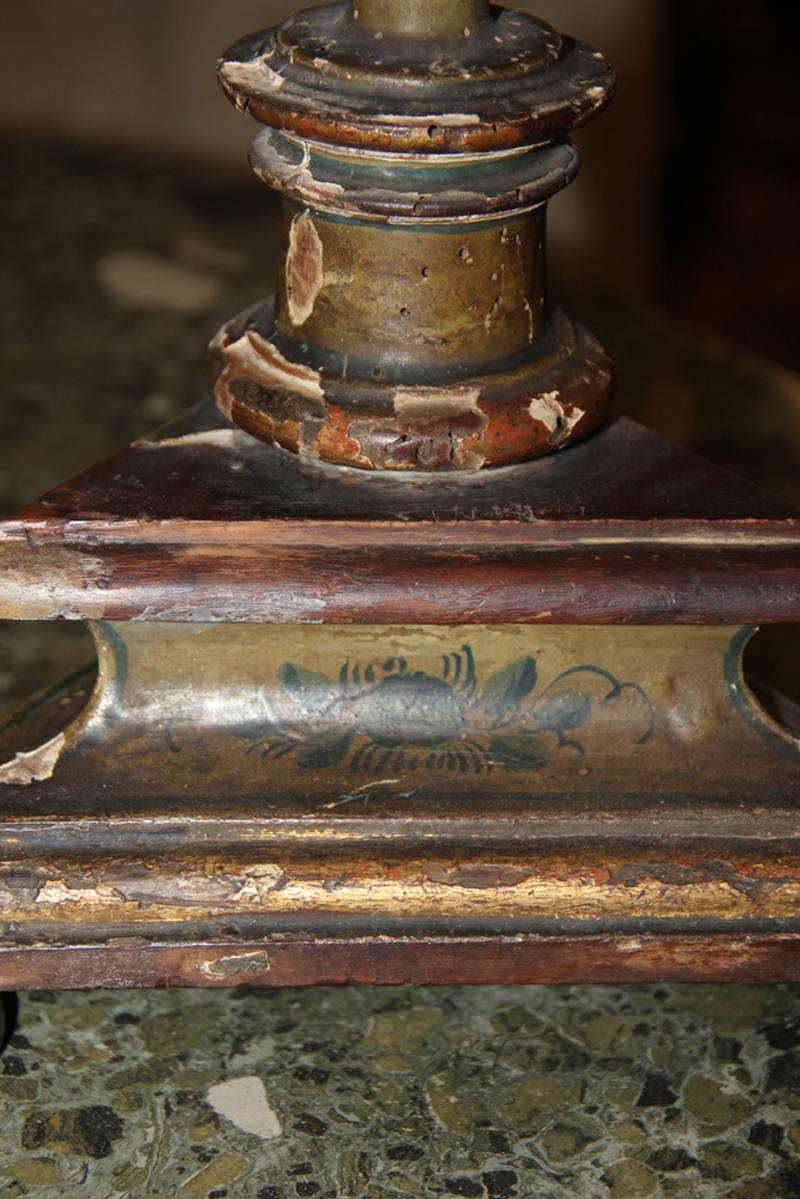 Pair of 17th Century Italian Polychrome and Parcel-Gilt Barley Candlesticks For Sale 6