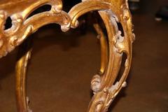 Unusual and Rare Pair of 18th Century Roman Rococo Mecca-Gilt Consoles
