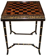 19th Century English Import Chinoiserie Black Lacquer Games or Cocktail Table