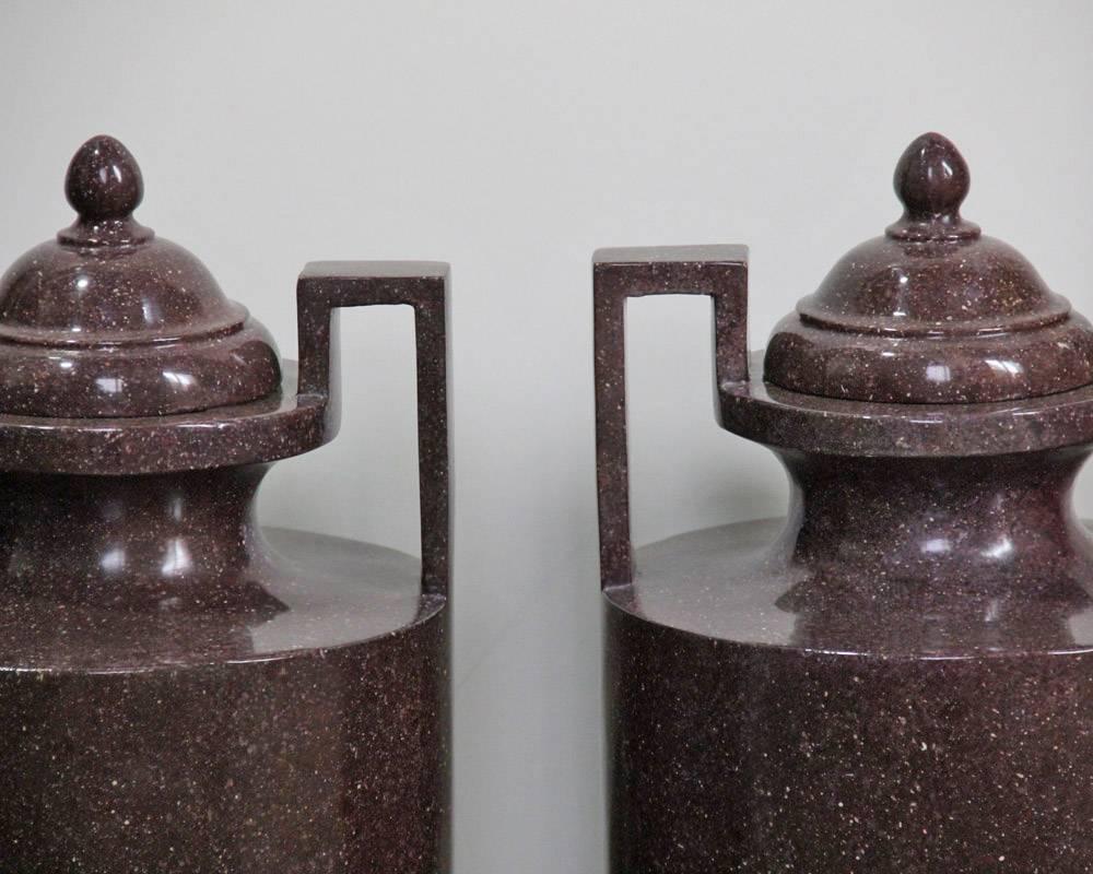  Pair of 19th Century Solid Marble Neoclassical Urns For Sale 6