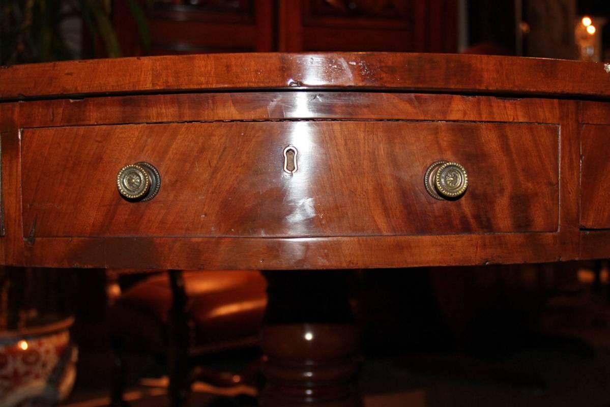 19th Century English Mahogany Drum Table In Excellent Condition For Sale In San Francisco, CA