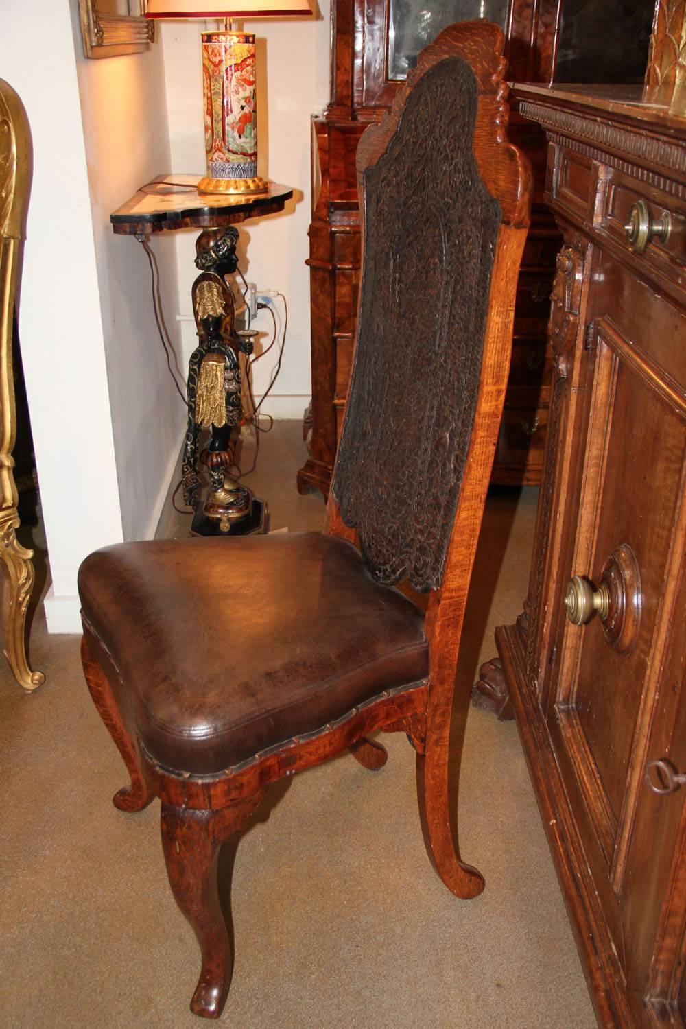 18th Century Portuguese Oak Chair In Excellent Condition For Sale In San Francisco, CA