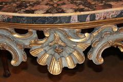 18th Century Venetian Rococo Pale Blue Polychrome and Parcel-Gilt Console
