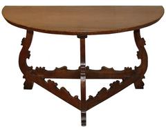 Pair of 18th Century Tuscan Demilune Walnut Consoles