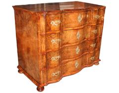 Unusual 18th Century Dutch Burl Walnut Arbalette Commode