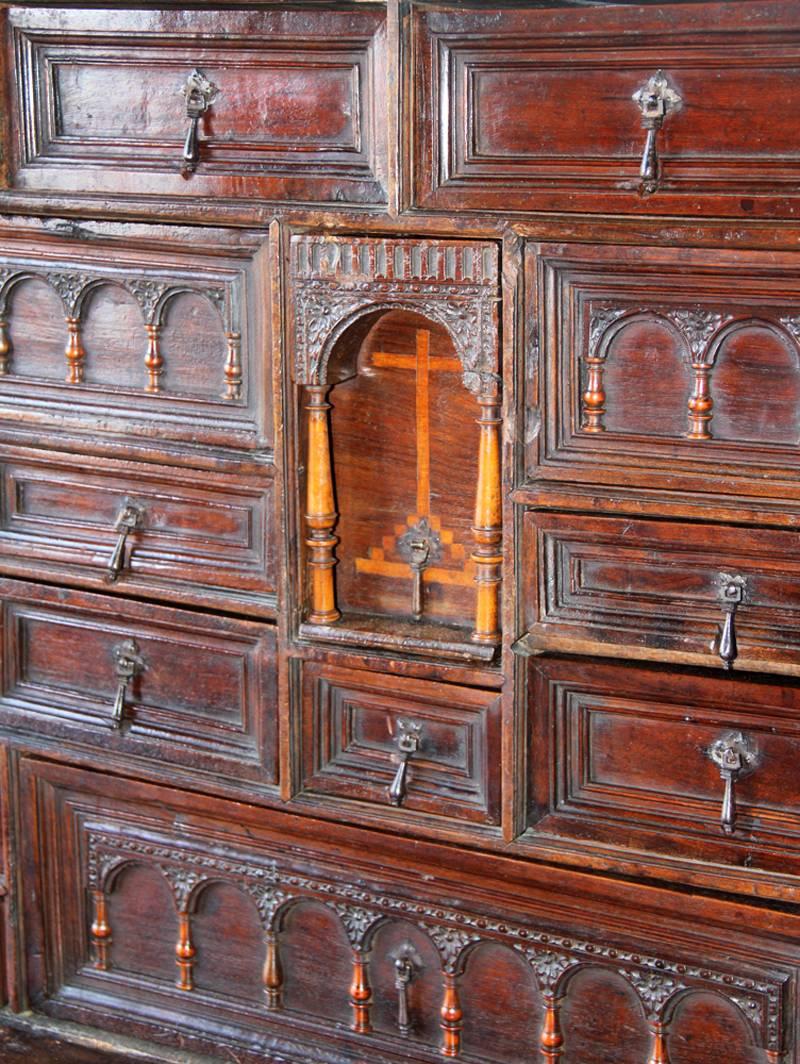 16th Century Spanish Walnut and Leather Vargueño 3