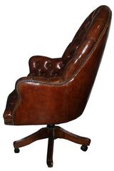 Classic English Tufted and Adjustable Swivel Desk Chair