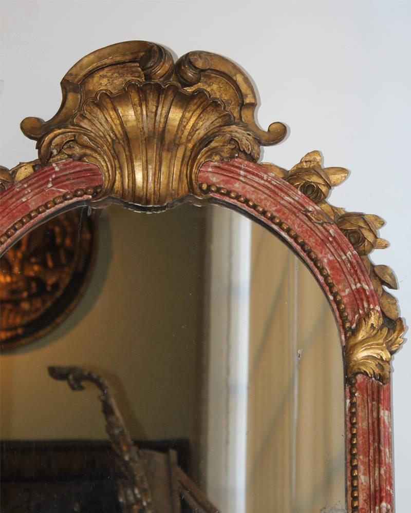 18th Century and Earlier 18th Century Italian Polychrome and Parcel-Gilt Mirror For Sale