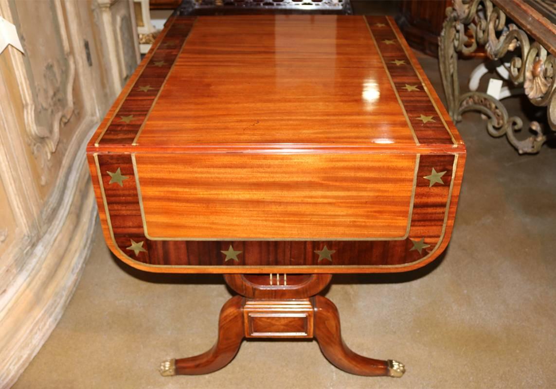 Brass 19th Century English Regency Mahogany Sofa Table For Sale