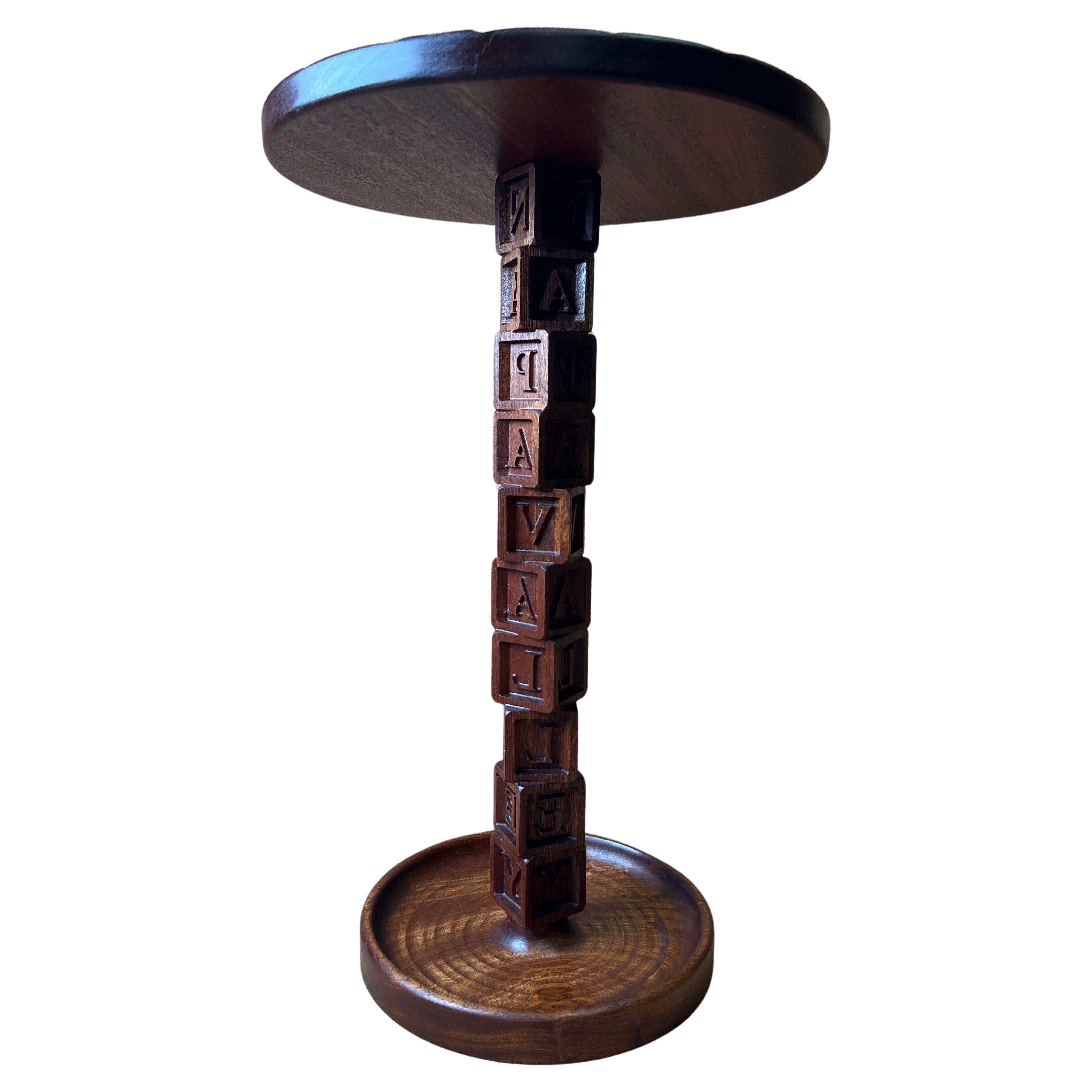 Napa Valley Inspired solid Sapele wood side table in stock For Sale