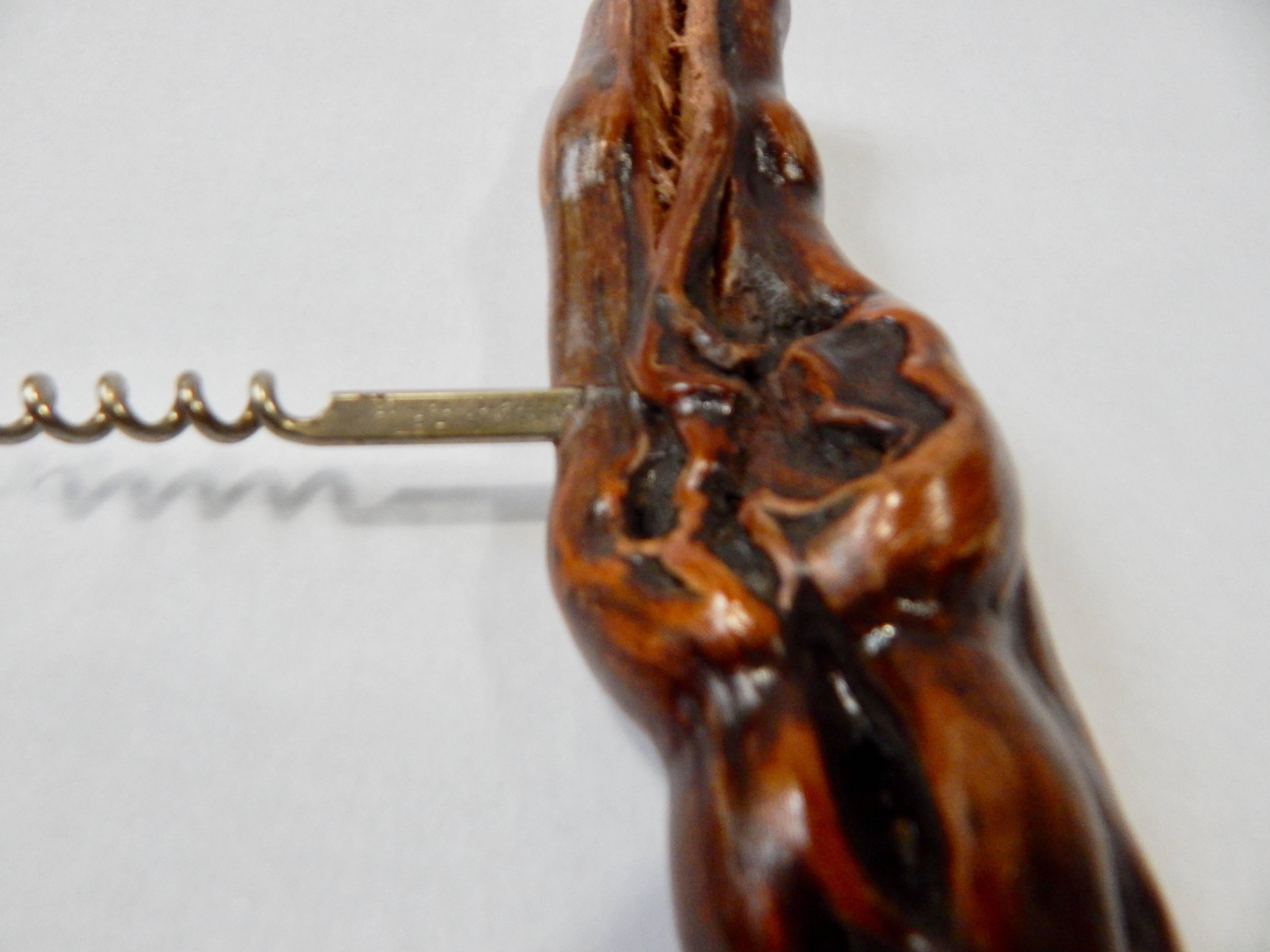 French Burl Wood Cork Screw Laurent Siret, France In Excellent Condition For Sale In New York, NY