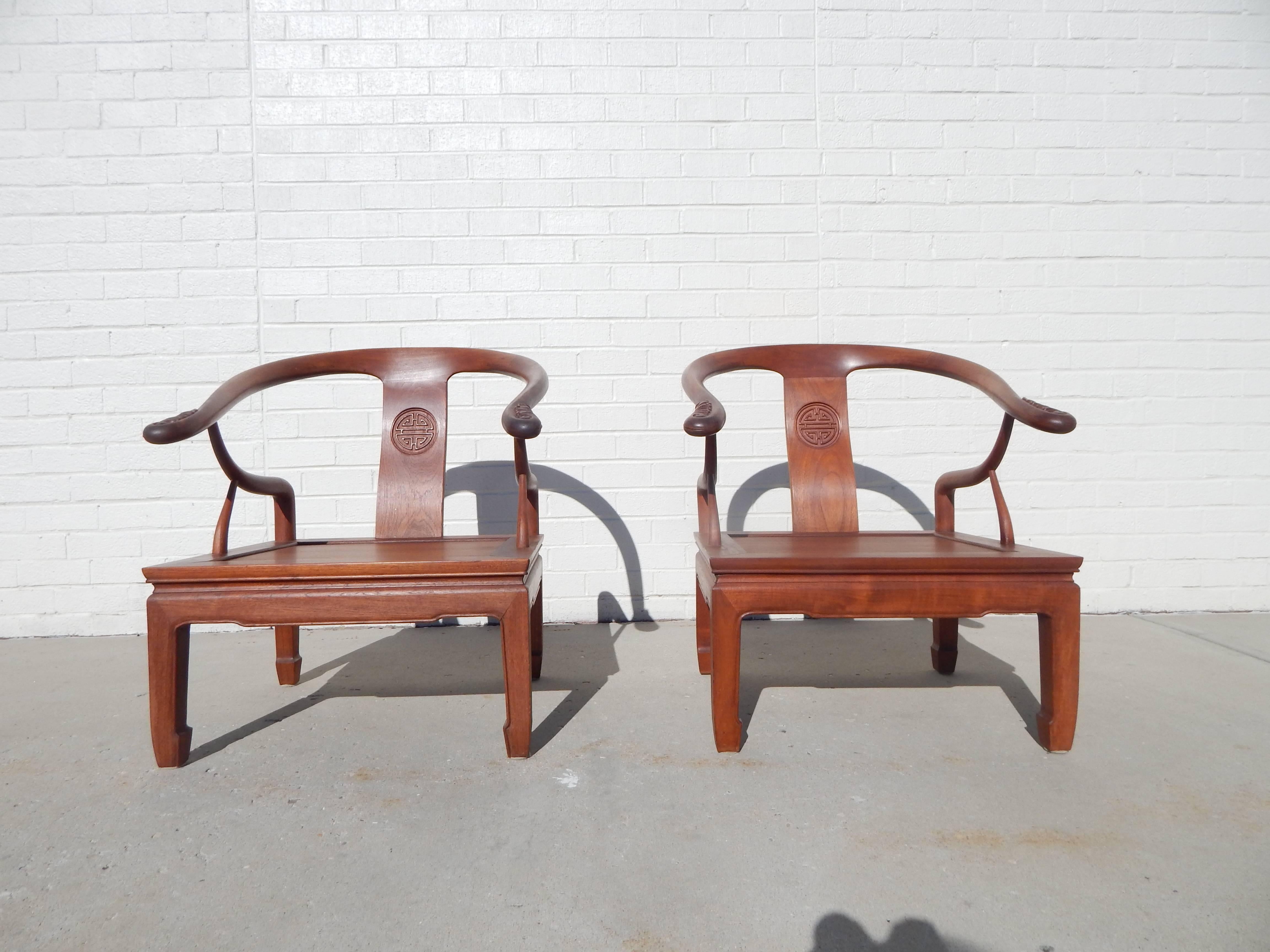 Mid-Century Pair of Chinese Teak Chairs 6