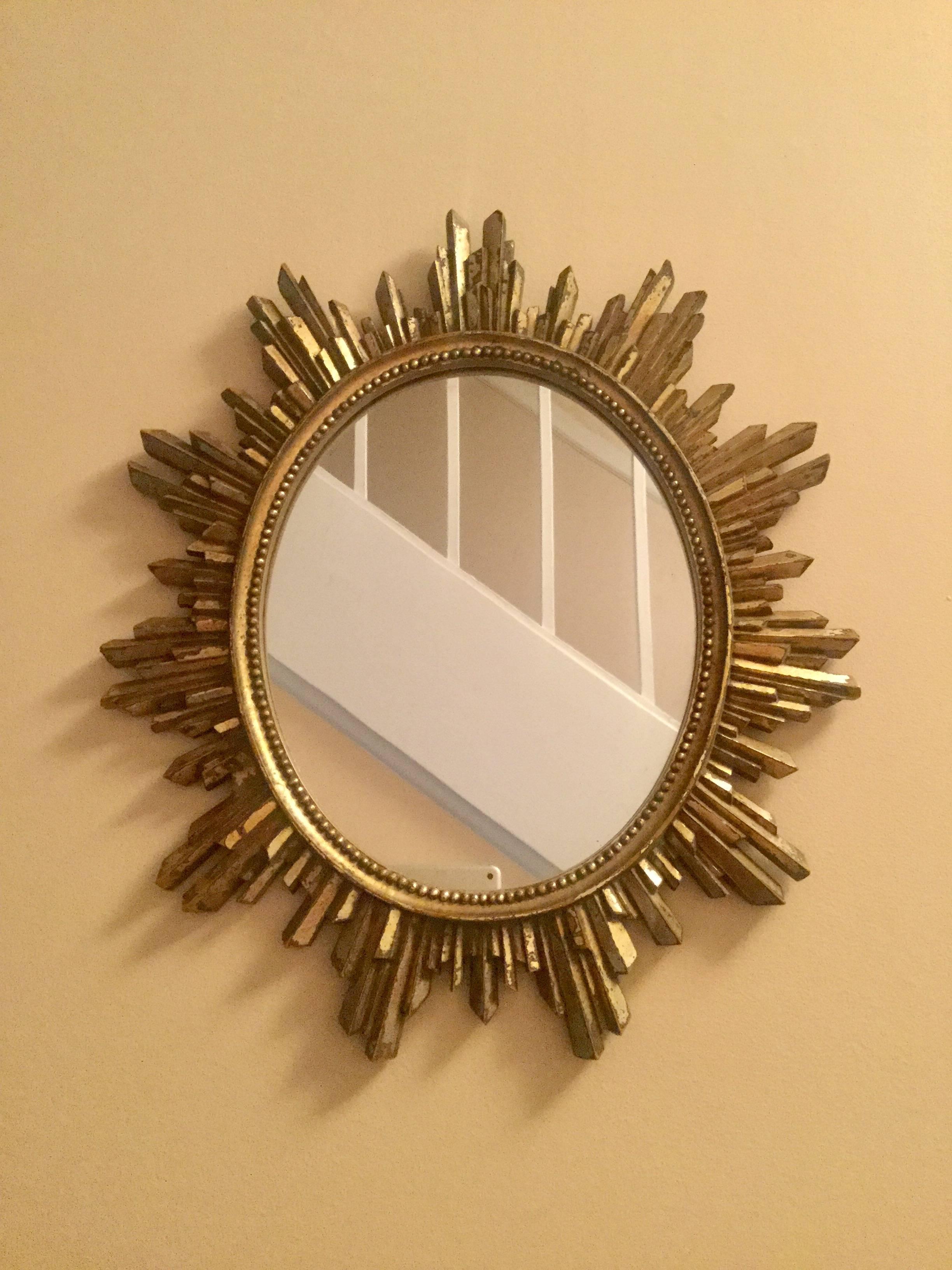 Antique Italian Giltwood Sunburst Mirror 1