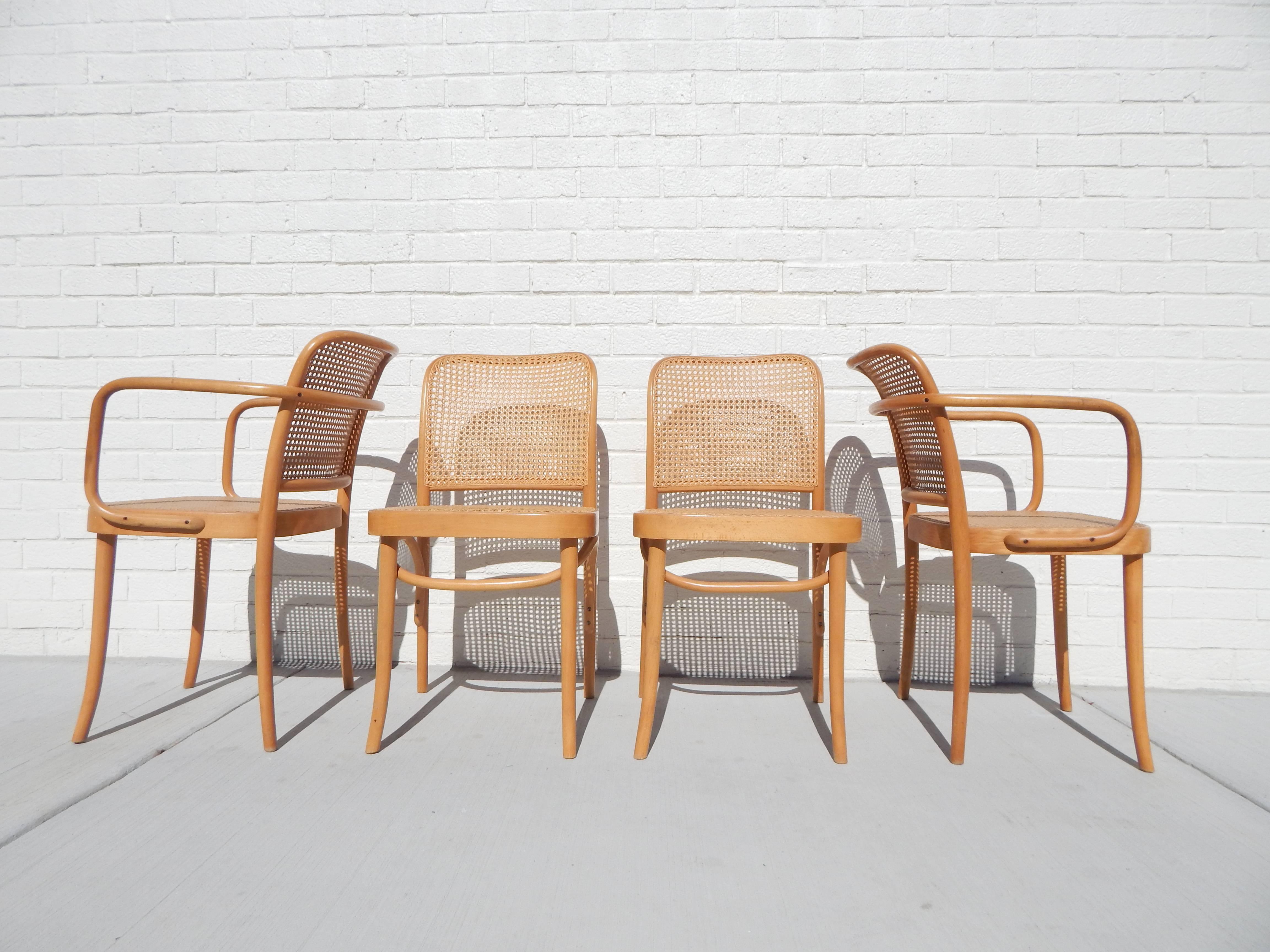 20th Century Pair of Josef Hoffmann Cane Bentwood Chairs